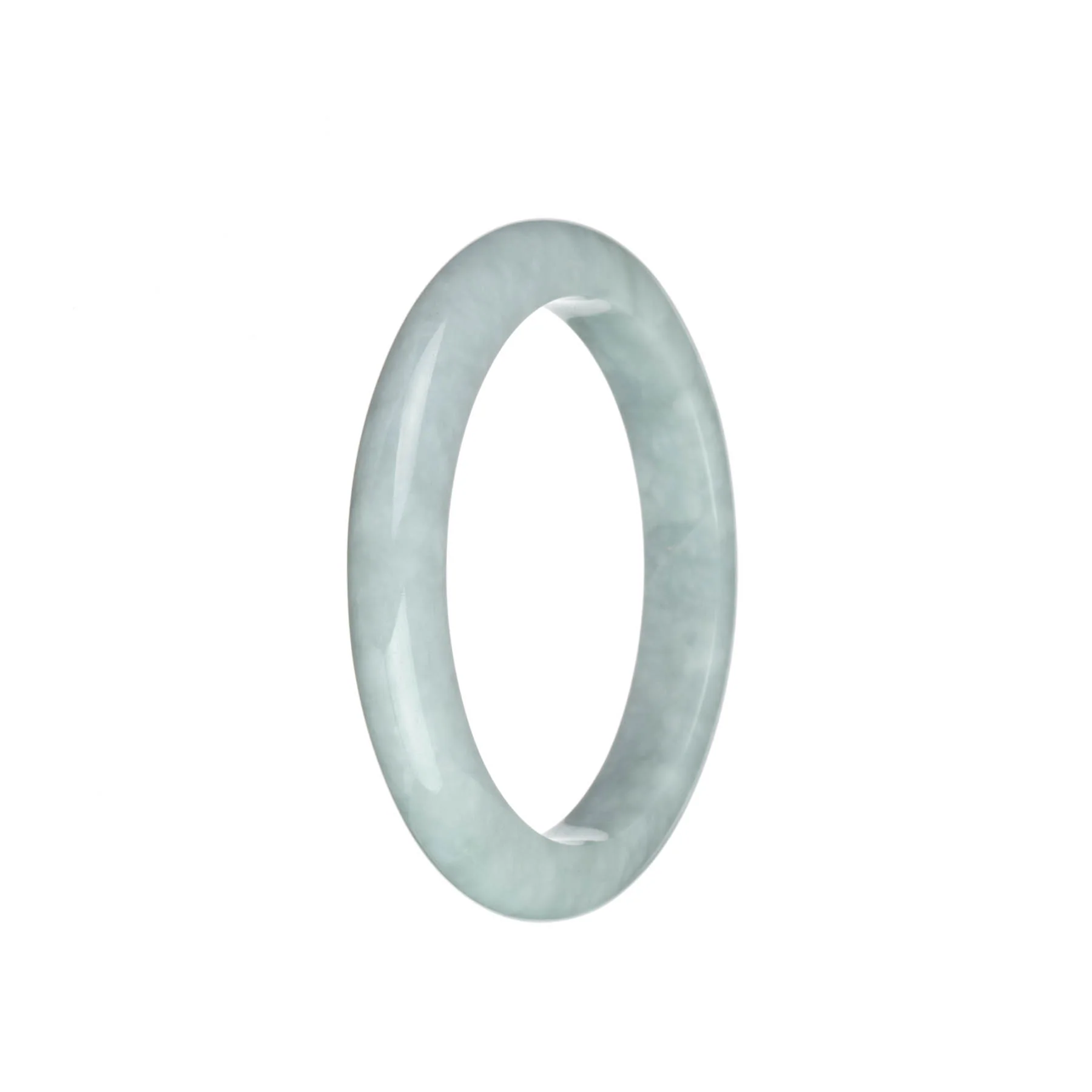 Genuine Grade A Faint Lavender Burmese Jade Bangle Bracelet - 57mm Semi Round