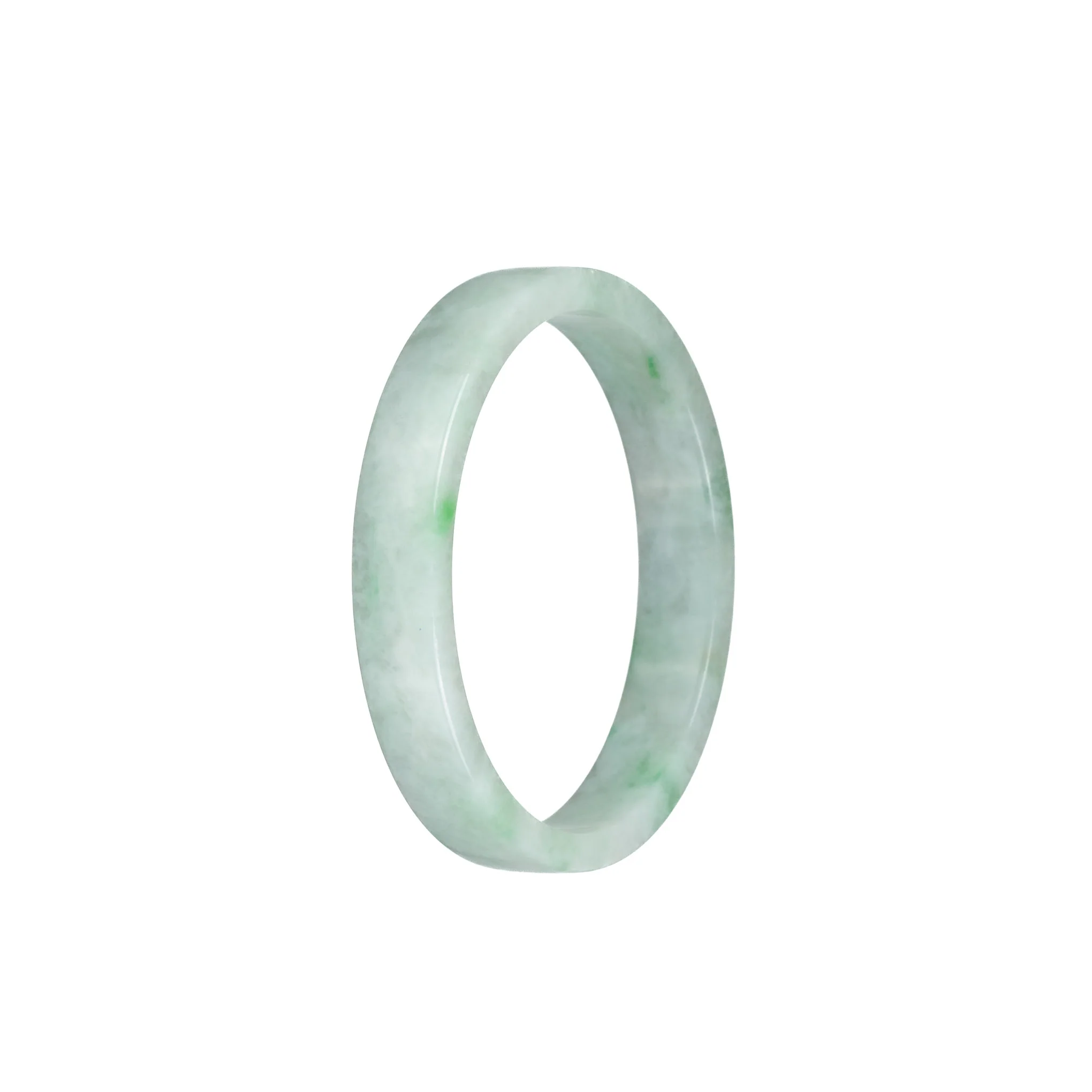 Genuine Grade A Green Pattern Burma Jade Bangle - 52mm Flat - Image 2