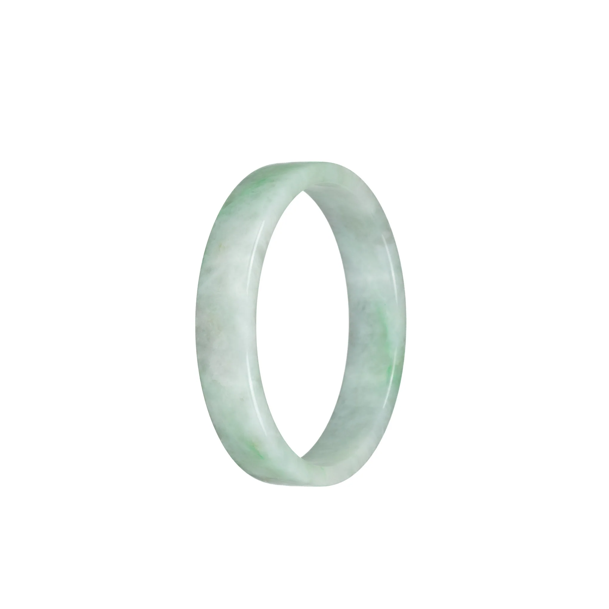 Genuine Grade A Green Pattern Burmese Jade Bracelet - 51mm Flat - Image 2
