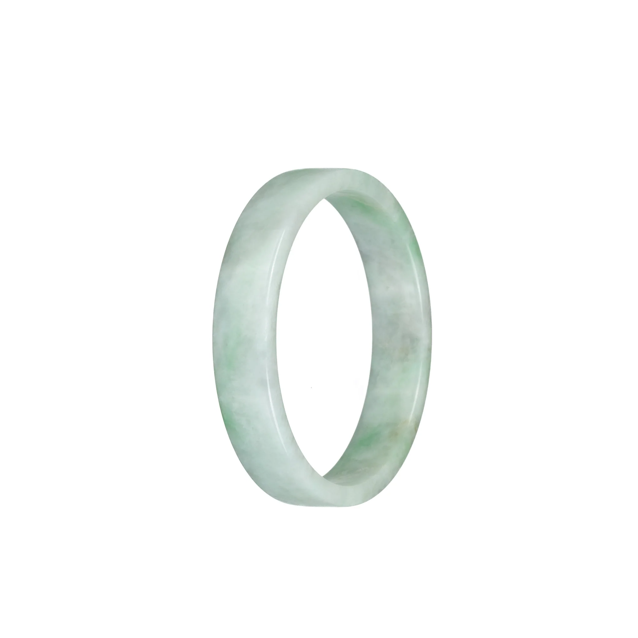 Genuine Grade A Green Pattern Burmese Jade Bracelet - 51mm Flat - Image 3