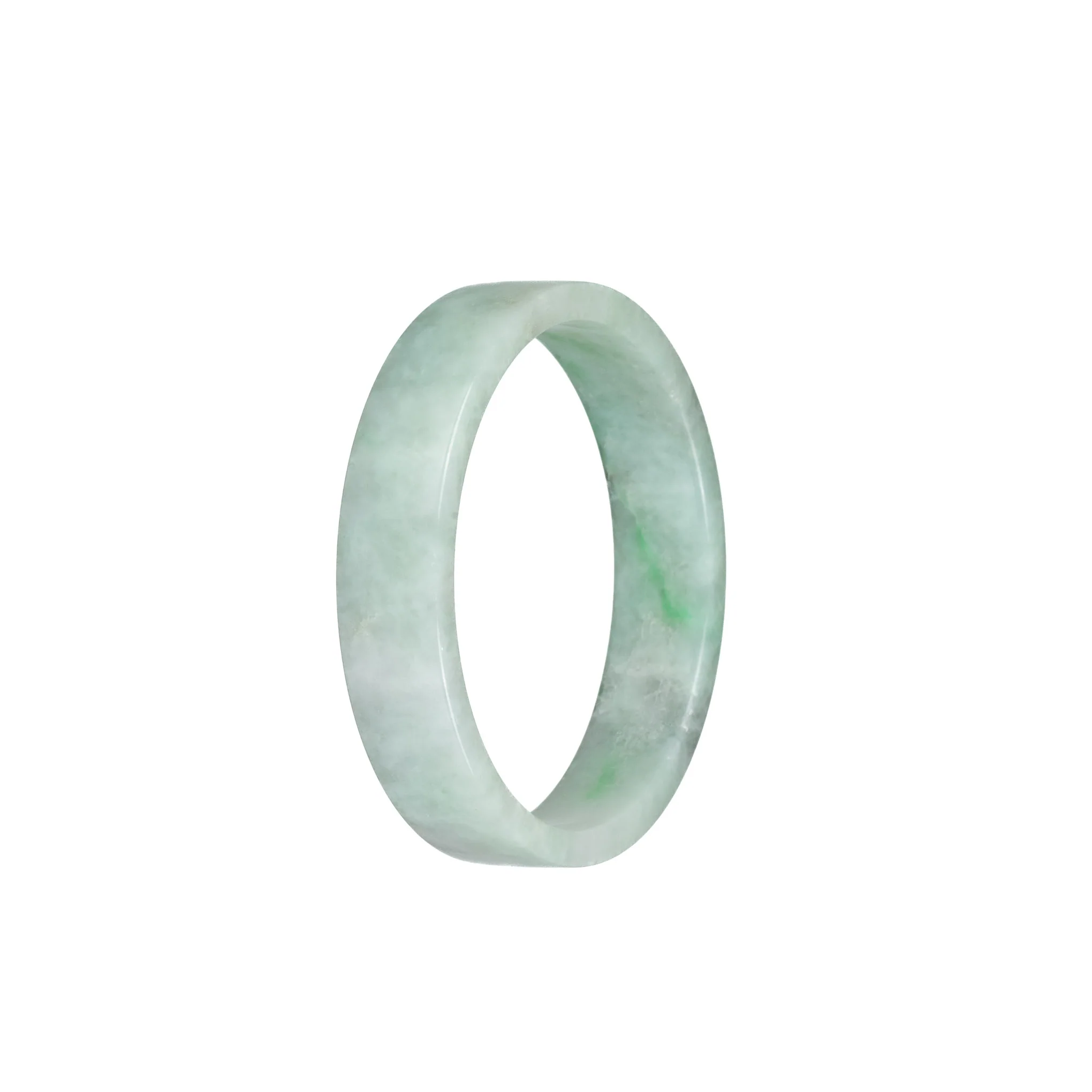 Genuine Grade A Green Pattern Jadeite Jade Bangle - 51mm Flat - Image 2