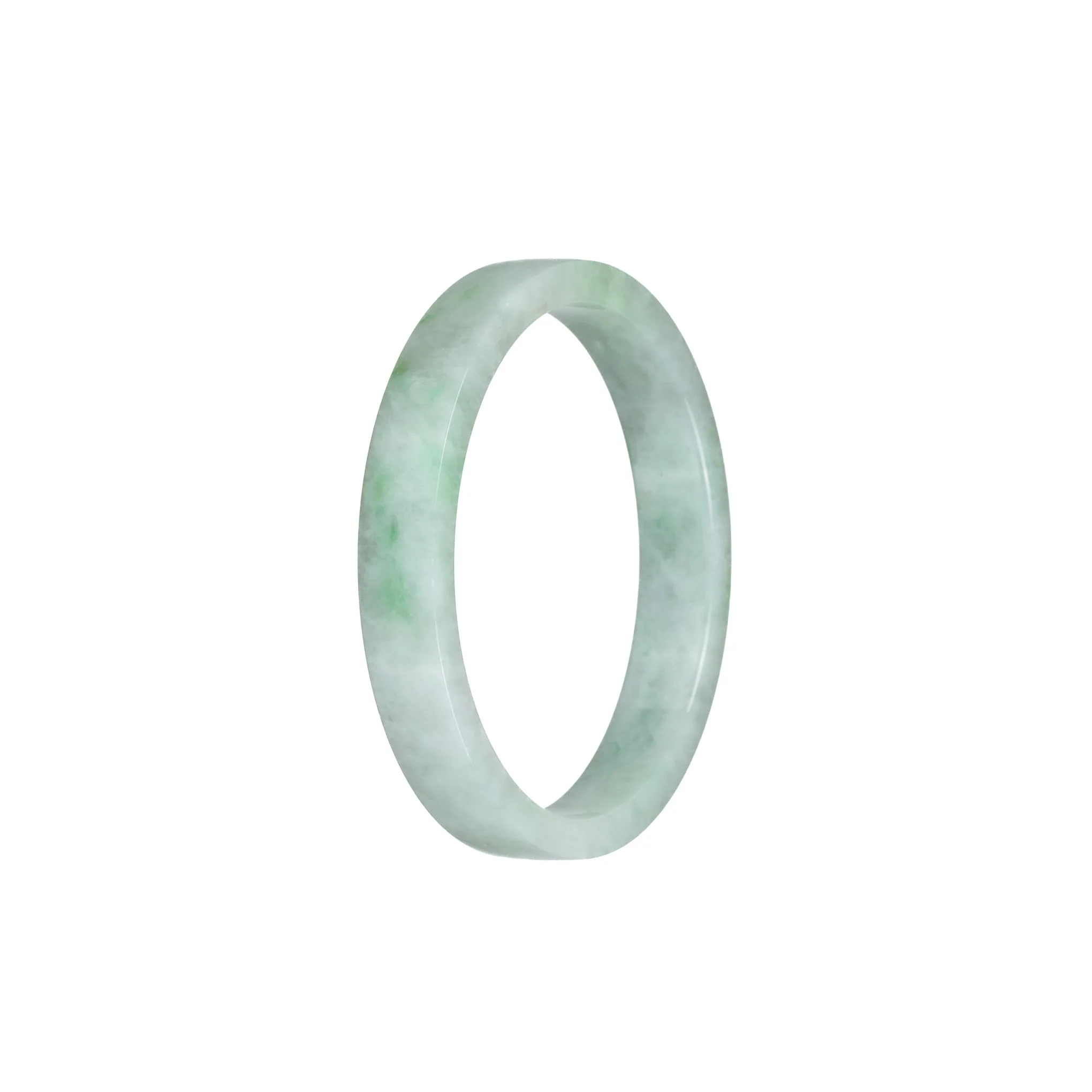 Genuine Grade A Green Pattern Jadeite Jade Bangle Bracelet - 52mm Flat - Image 2