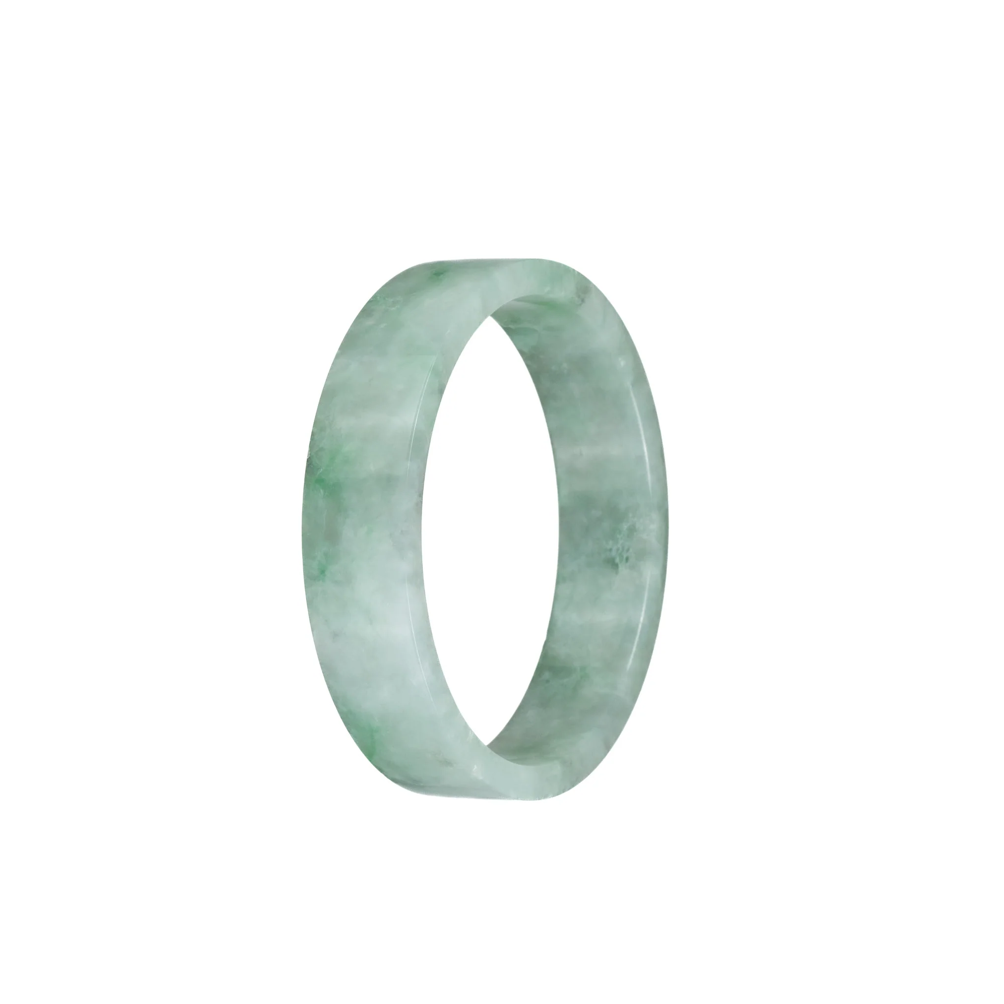 Genuine Grade A Green Pattern Jadeite Jade Bangle Bracelet - 51mm Flat - Image 3