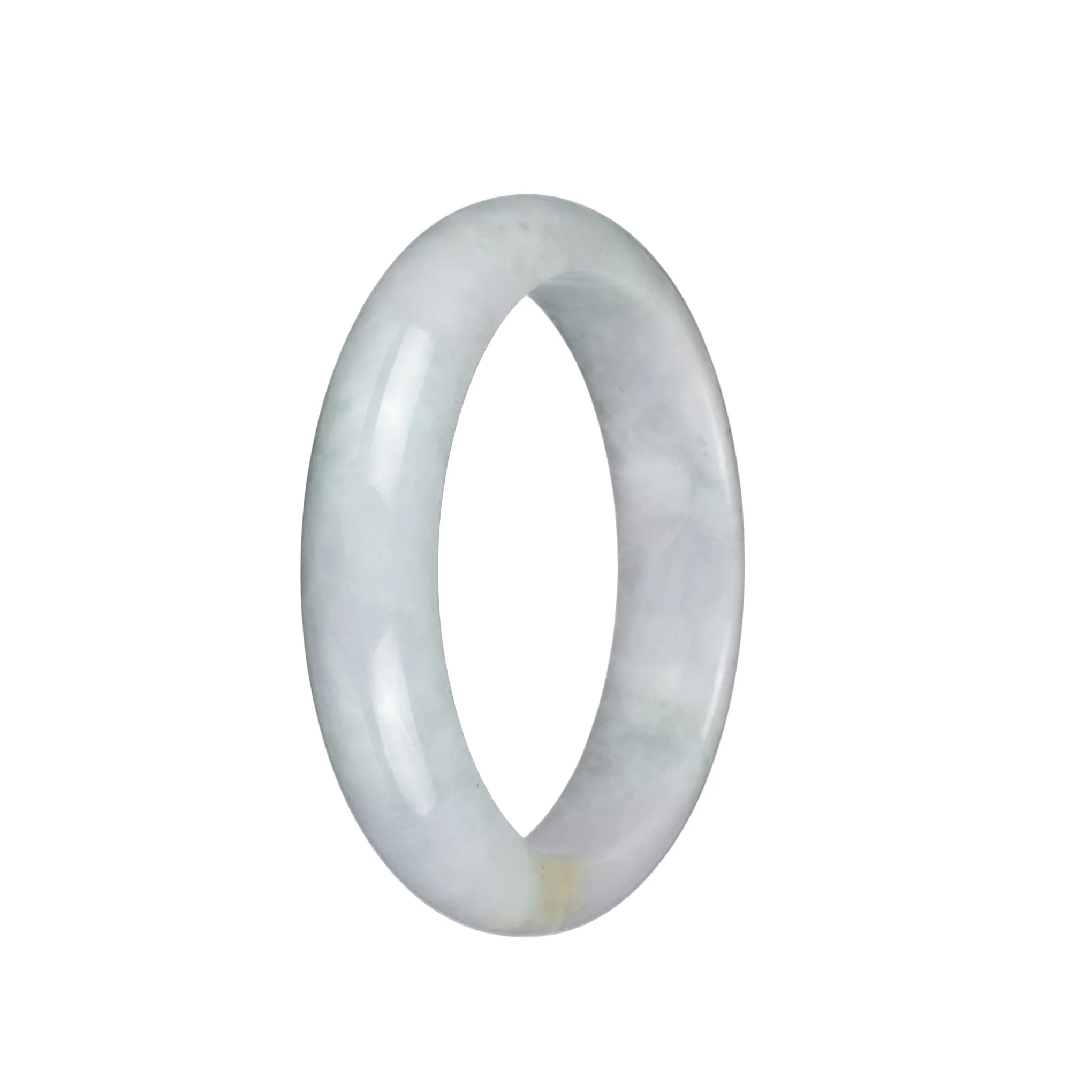 Genuine Grade A Pale Lavender and Pale Green with Light Brown Patch Jadeite Jade Bangle Bracelet - 58mm Half Moon - Image 2