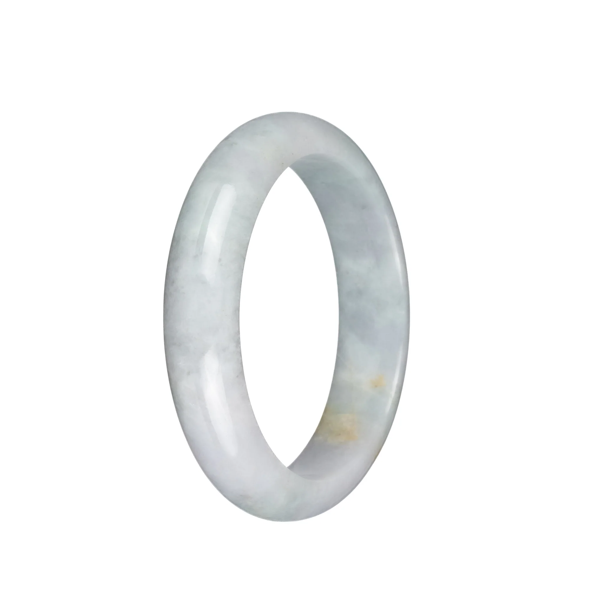 Genuine Grade A Pale Lavender and Pale Green with Light Brown Patch Jadeite Jade Bangle Bracelet - 58mm Half Moon - Image 3