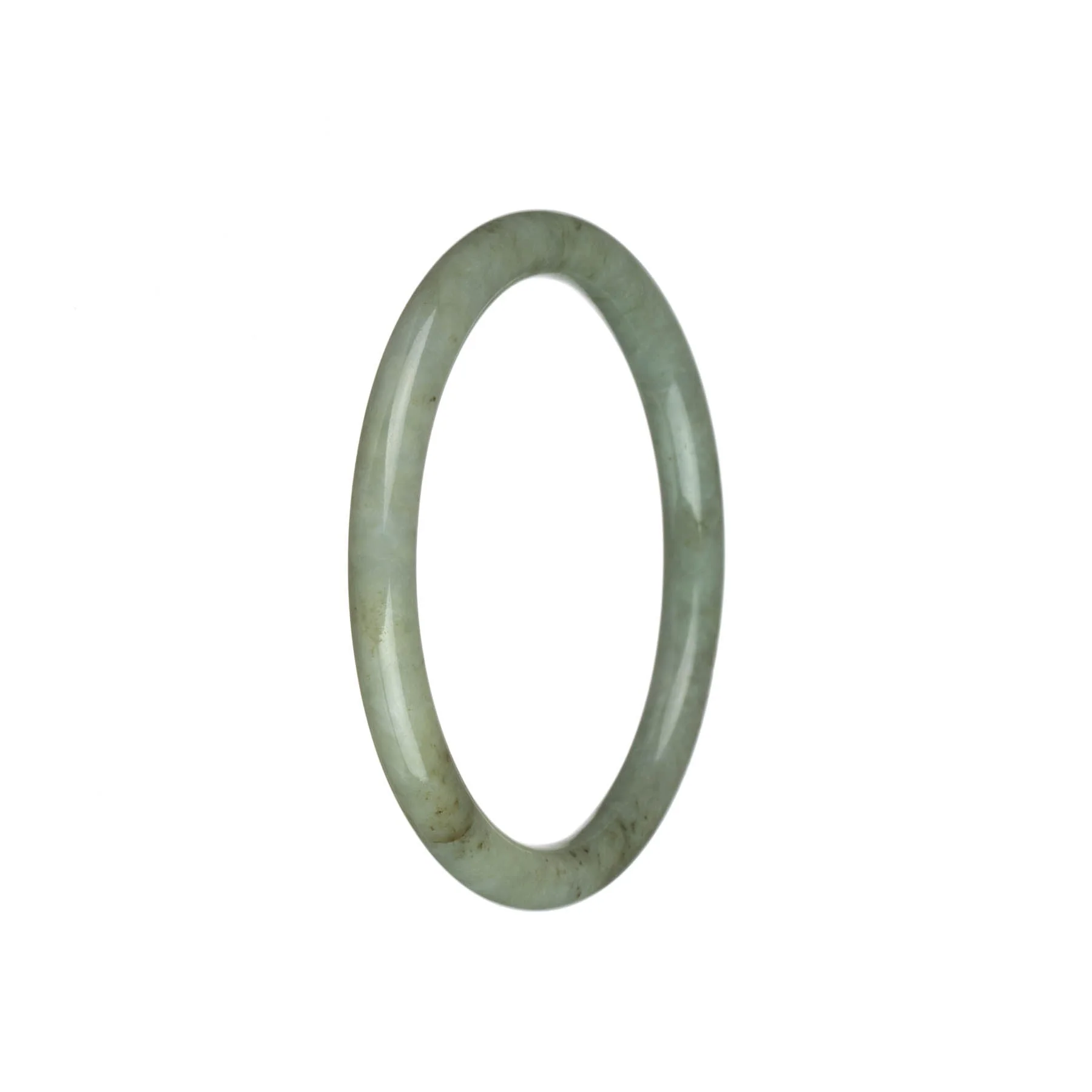 Genuine Grade A Pale Olive Green Traditional Jade Bangle - 59mm Petite Round - Image 2