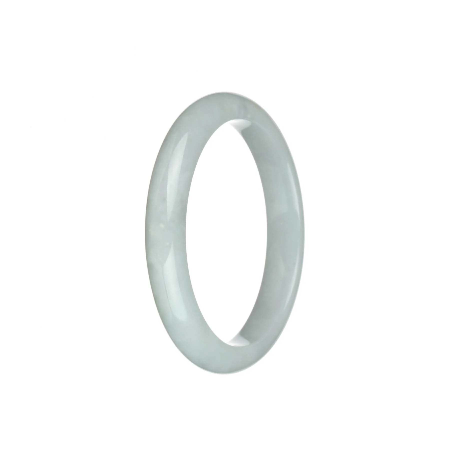 Genuine Grade A White Jade Bracelet - 57mm Semi Round - Image 2