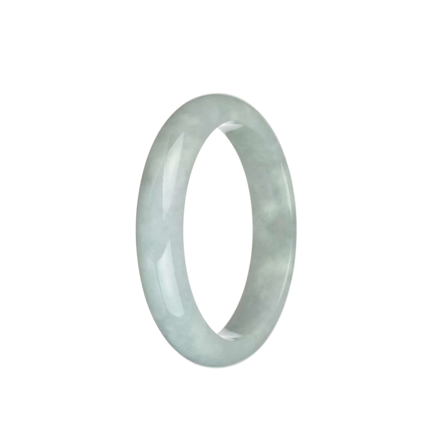 Genuine Grade A White Traditional Jade Bangle - 57mm Half Moon - Image 2