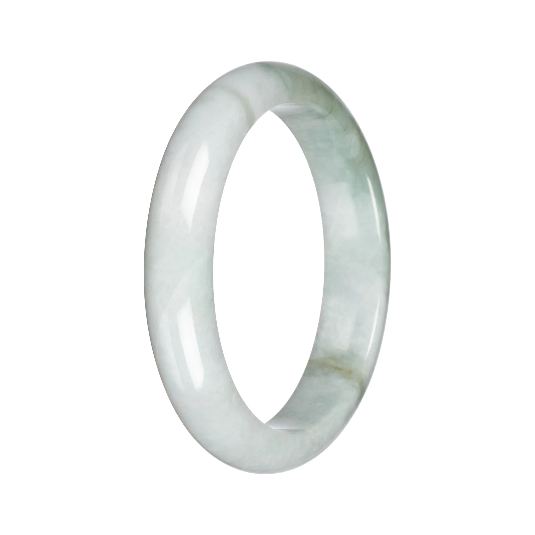 Genuine Green Pattern Jadeite Bangle Bracelet - 64mm Half Moon - Image 3