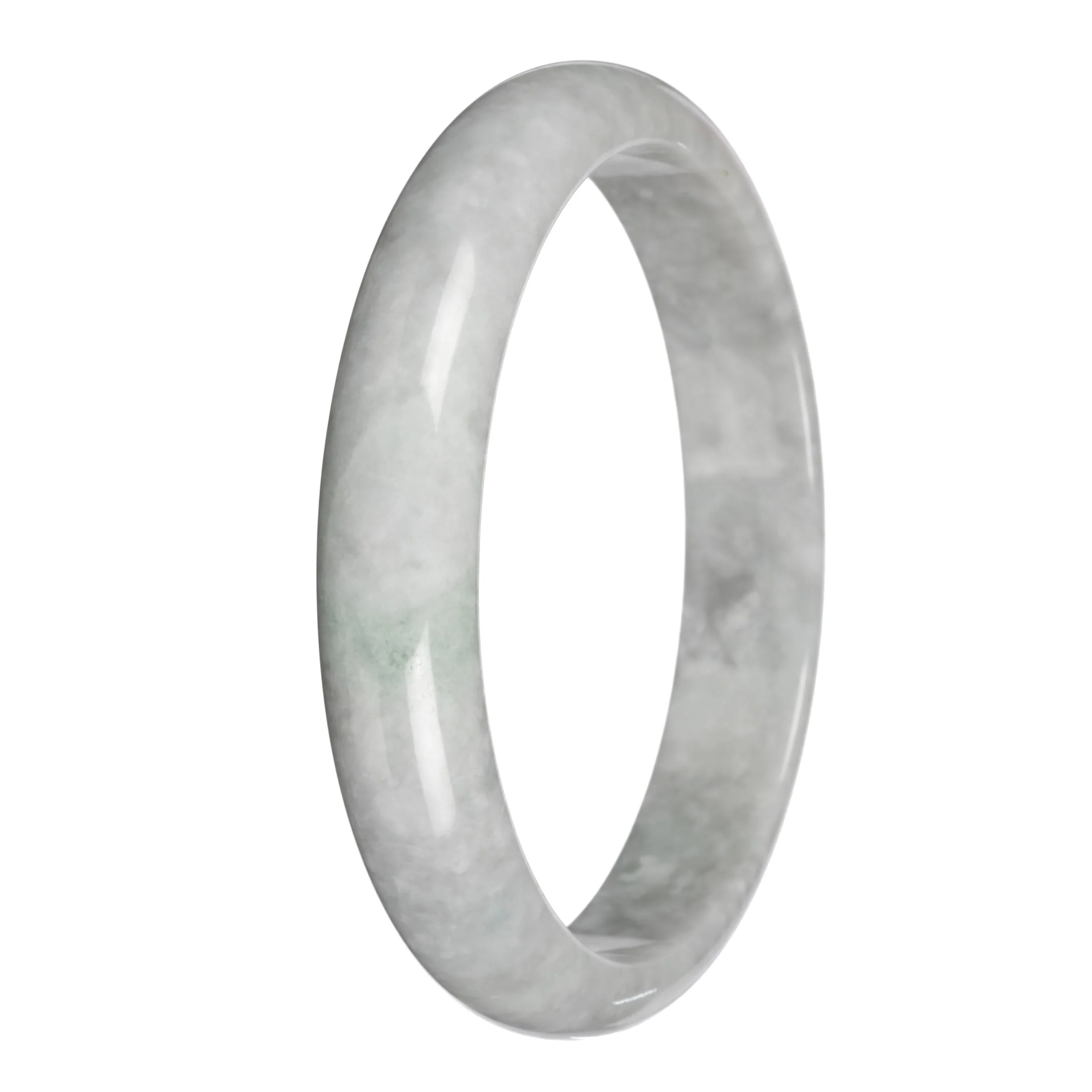 Genuine Grey Burma Jade Bangle - 83mm Half Moon - Image 3