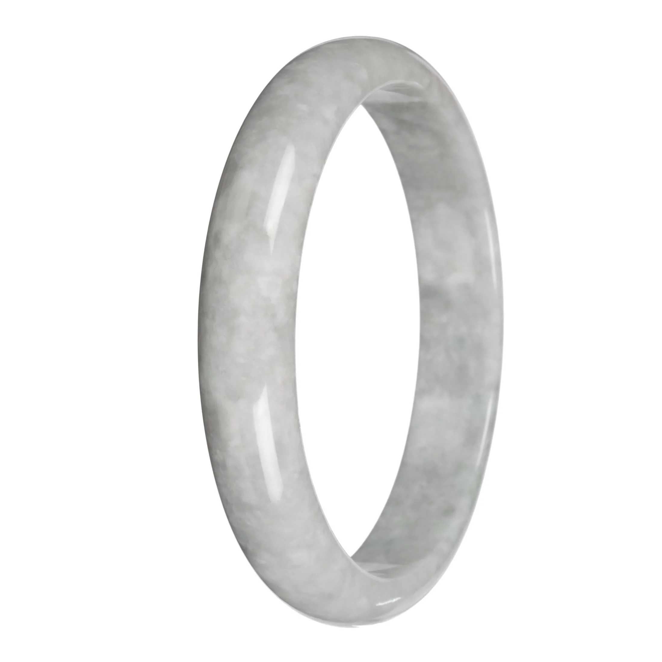 Genuine Grey Burma Jade Bangle - 83mm Half Moon - Image 4