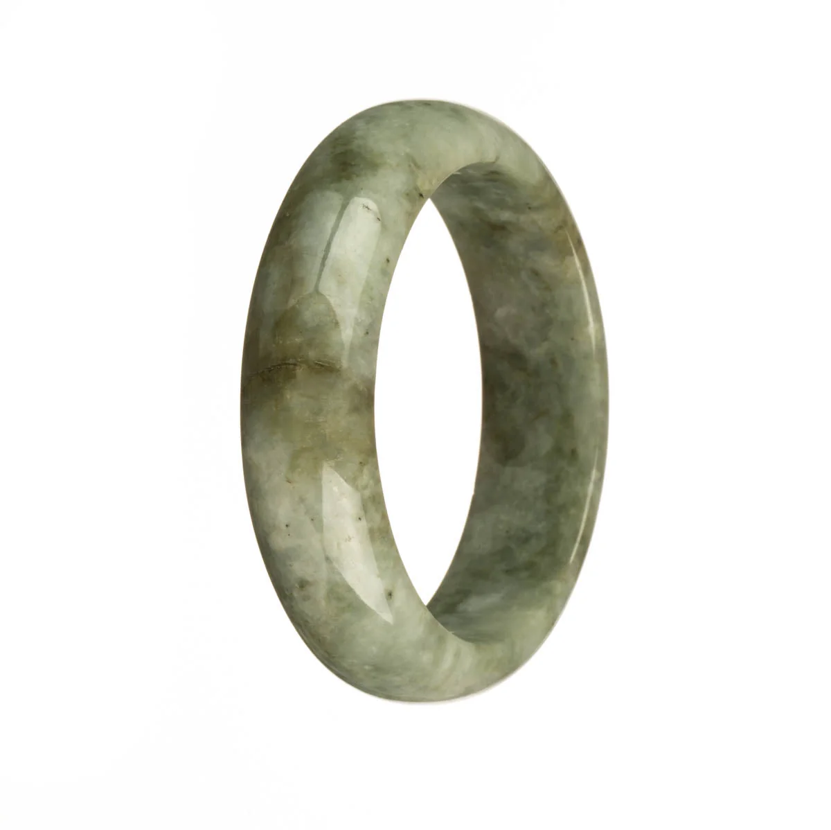 Genuine Grade A Green Traditional Jade Bangle - 54mm Half Moon
