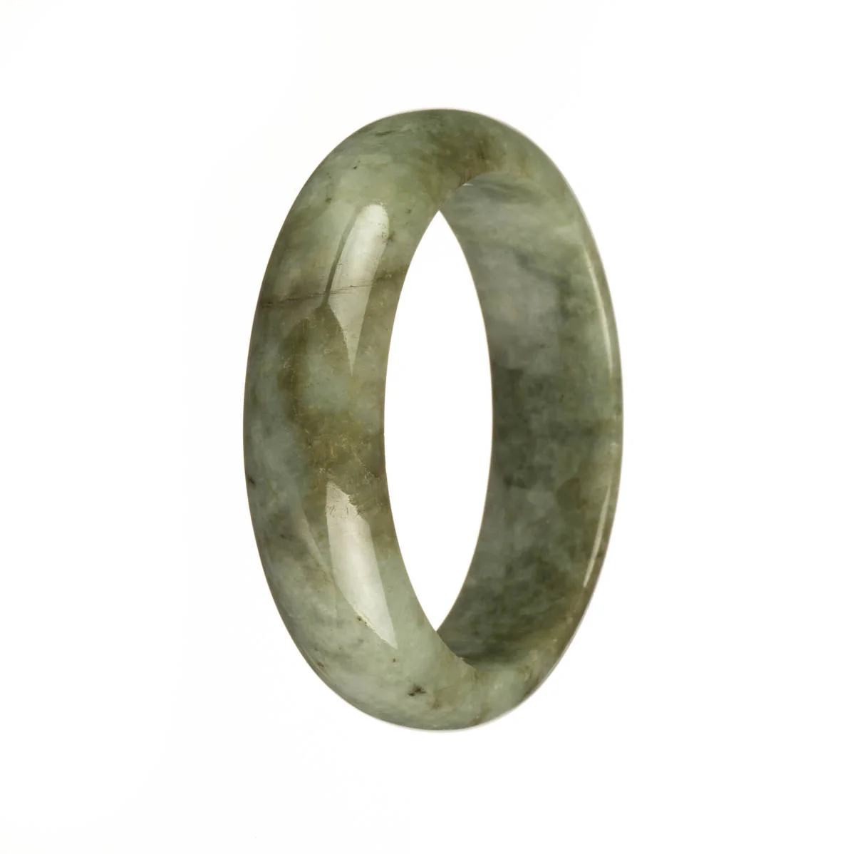 Genuine Grade A Green Traditional Jade Bangle - 54mm Half Moon - Image 3