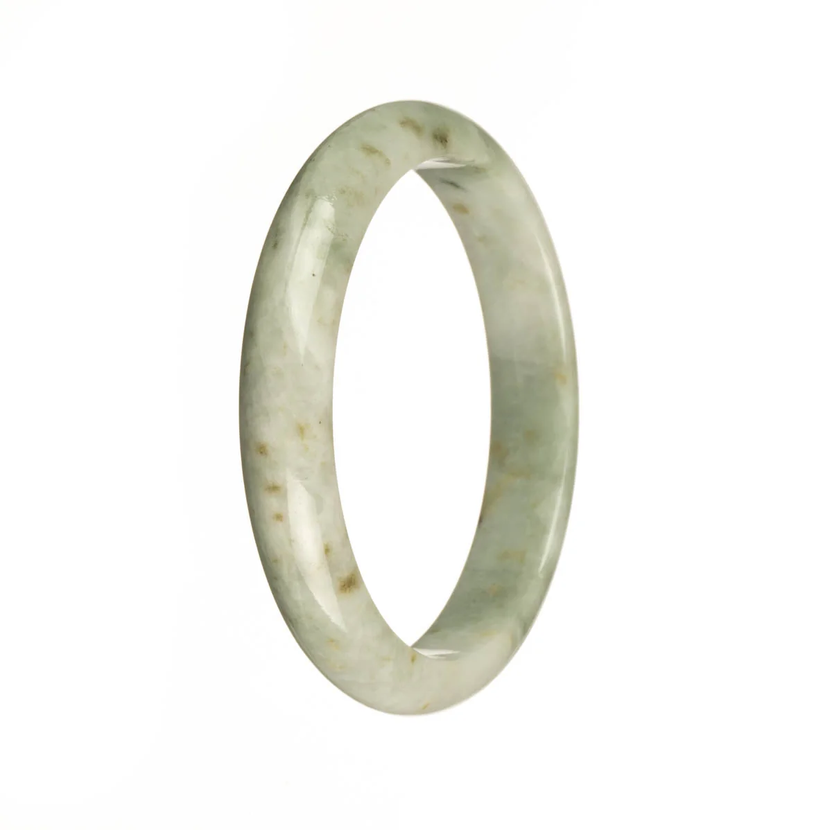 Real Natural White with Green Pattern Jadeite Bangle - 58mm Half Moon - Image 3