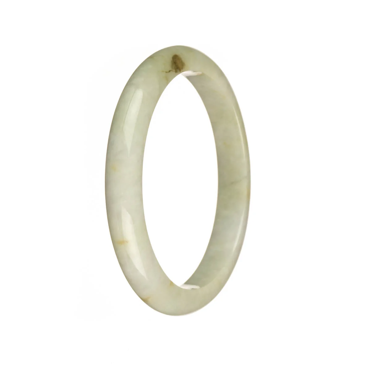 Genuine Grade A White with Brown Spots Traditional Jade Bracelet - 56mm Semi Round - Image 3