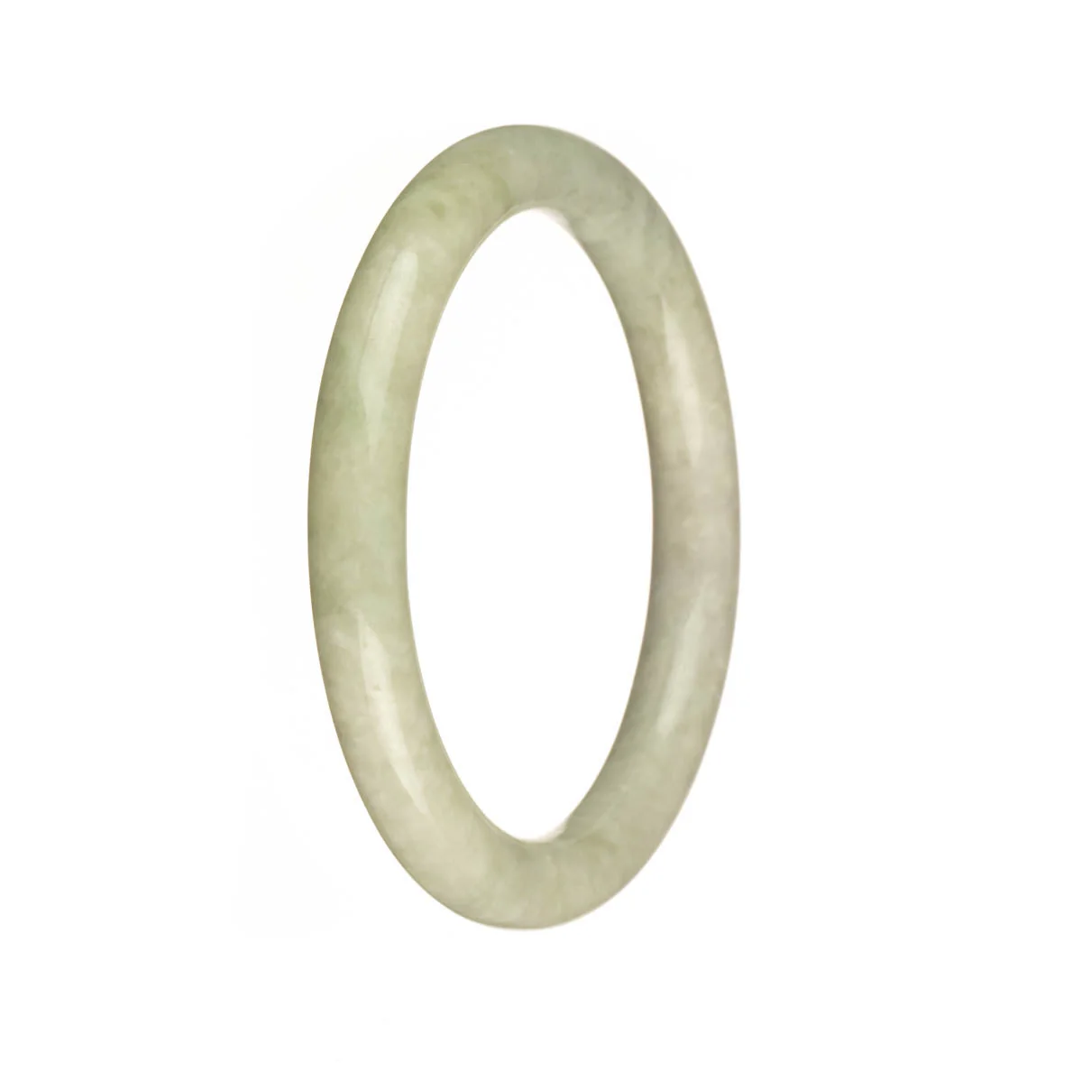 Certified Untreated Pale Green Traditional Jade Bangle Bracelet - 55mm Petite Round