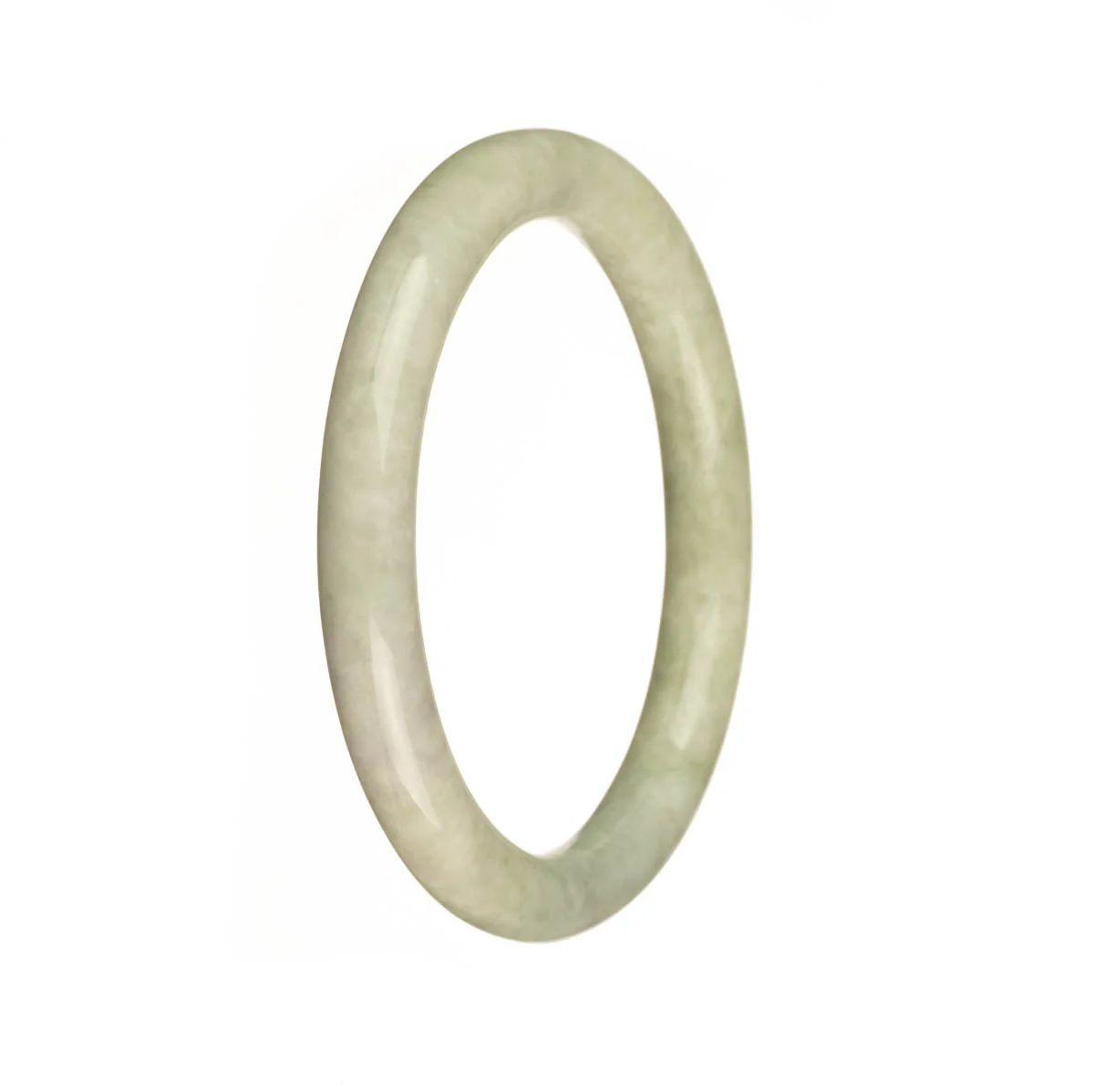 Certified Untreated Pale Green Traditional Jade Bangle Bracelet - 55mm Petite Round - Image 3