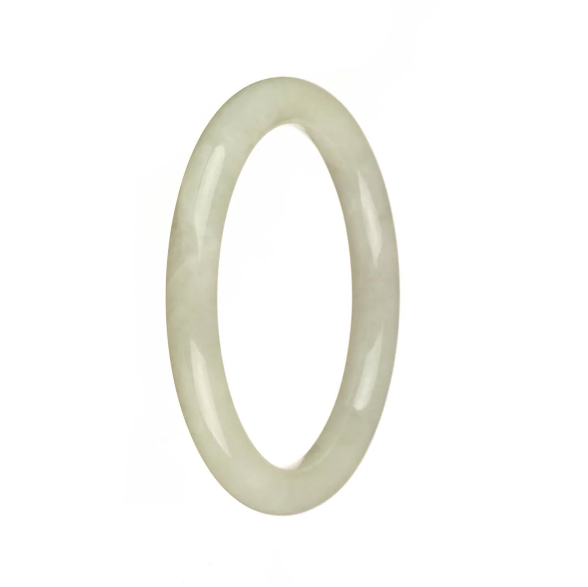 Certified Type A White Jadeite Bracelet - 55mm Petite Round - Image 2