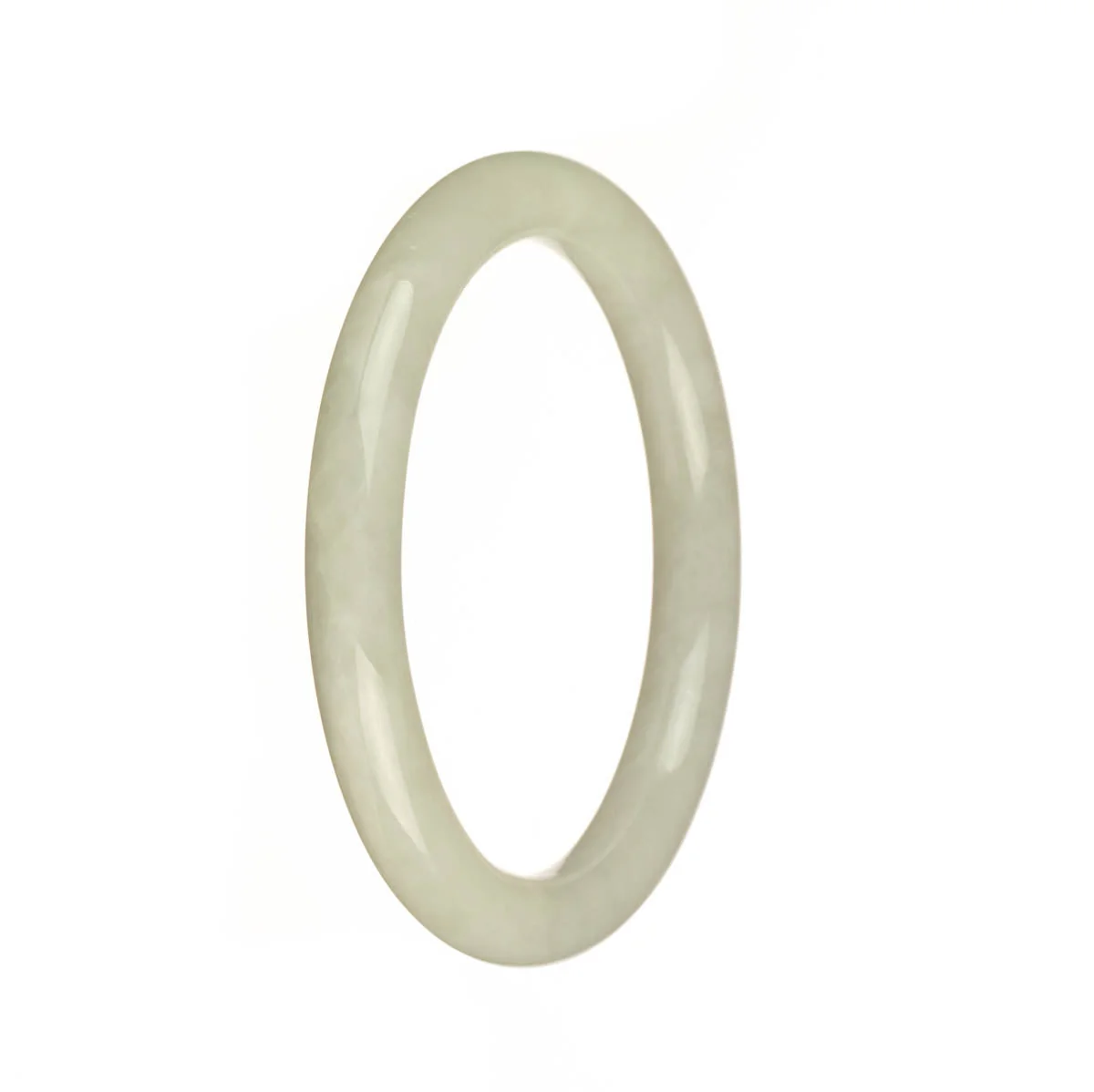 Certified Type A White Jadeite Bracelet - 55mm Petite Round - Image 3