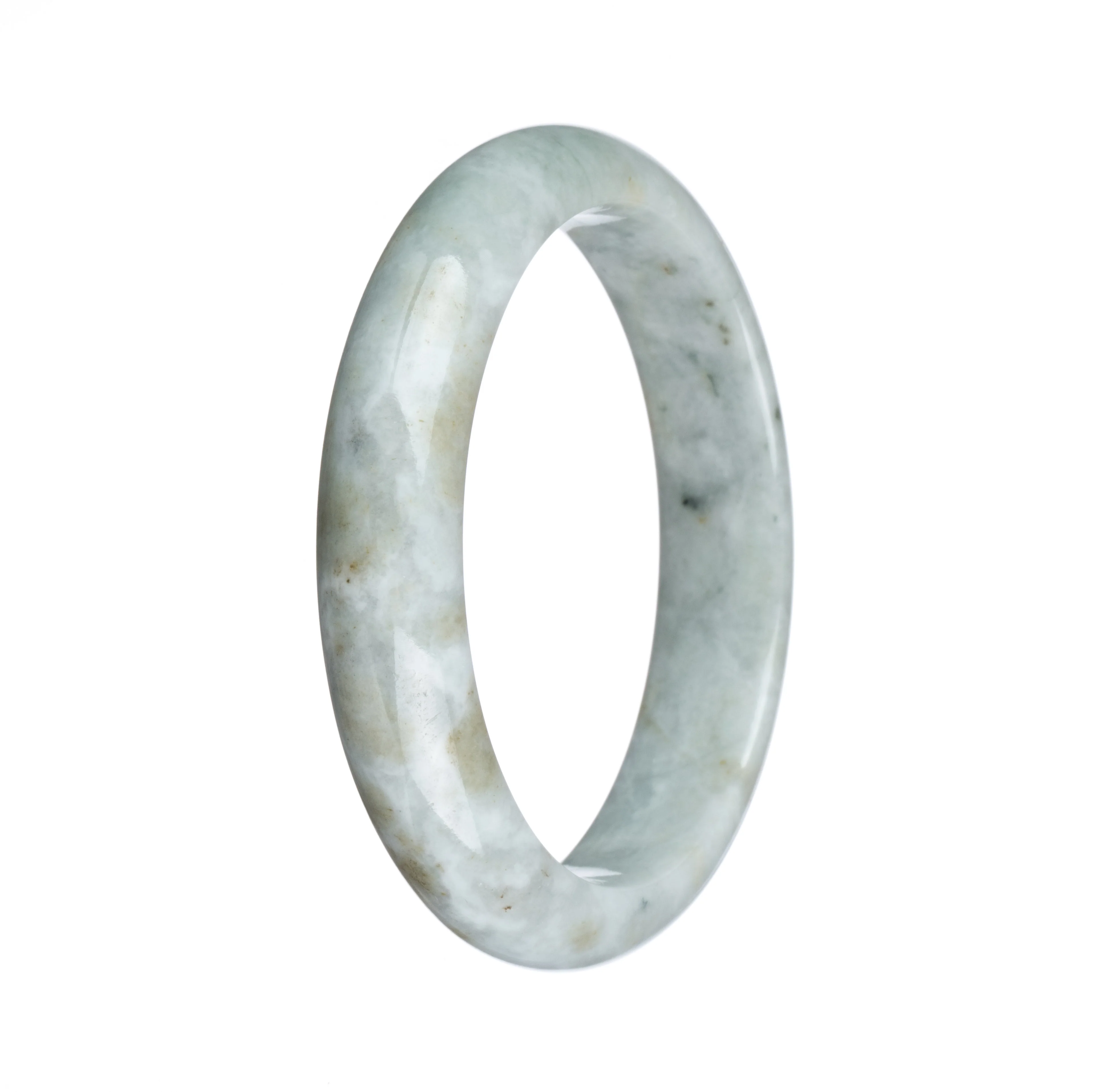 Real Untreated Grey with Dark Grey Pattern Burma Jade Bangle - 59mm Half Moon - Image 2