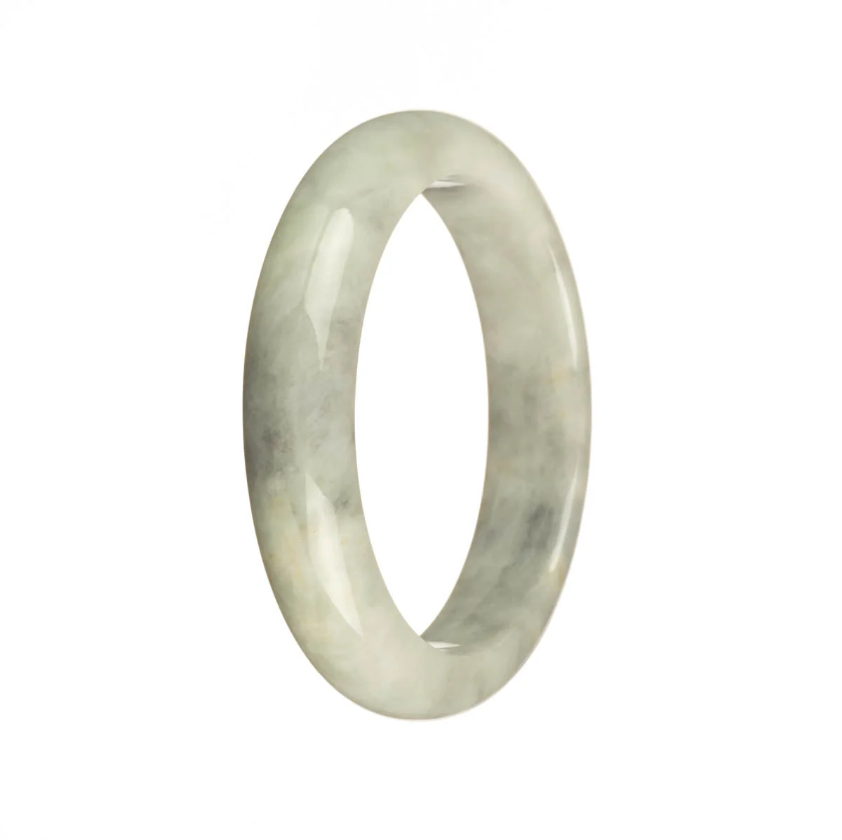 Genuine Grade A Grey Pattern Burmese Jade Bangle Bracelet - 54mm Half Moon - Image 2