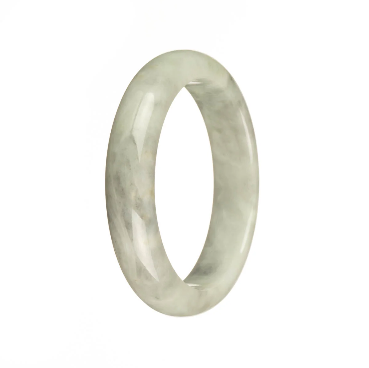 Genuine Grade A Grey Pattern Burmese Jade Bangle Bracelet - 54mm Half Moon - Image 3