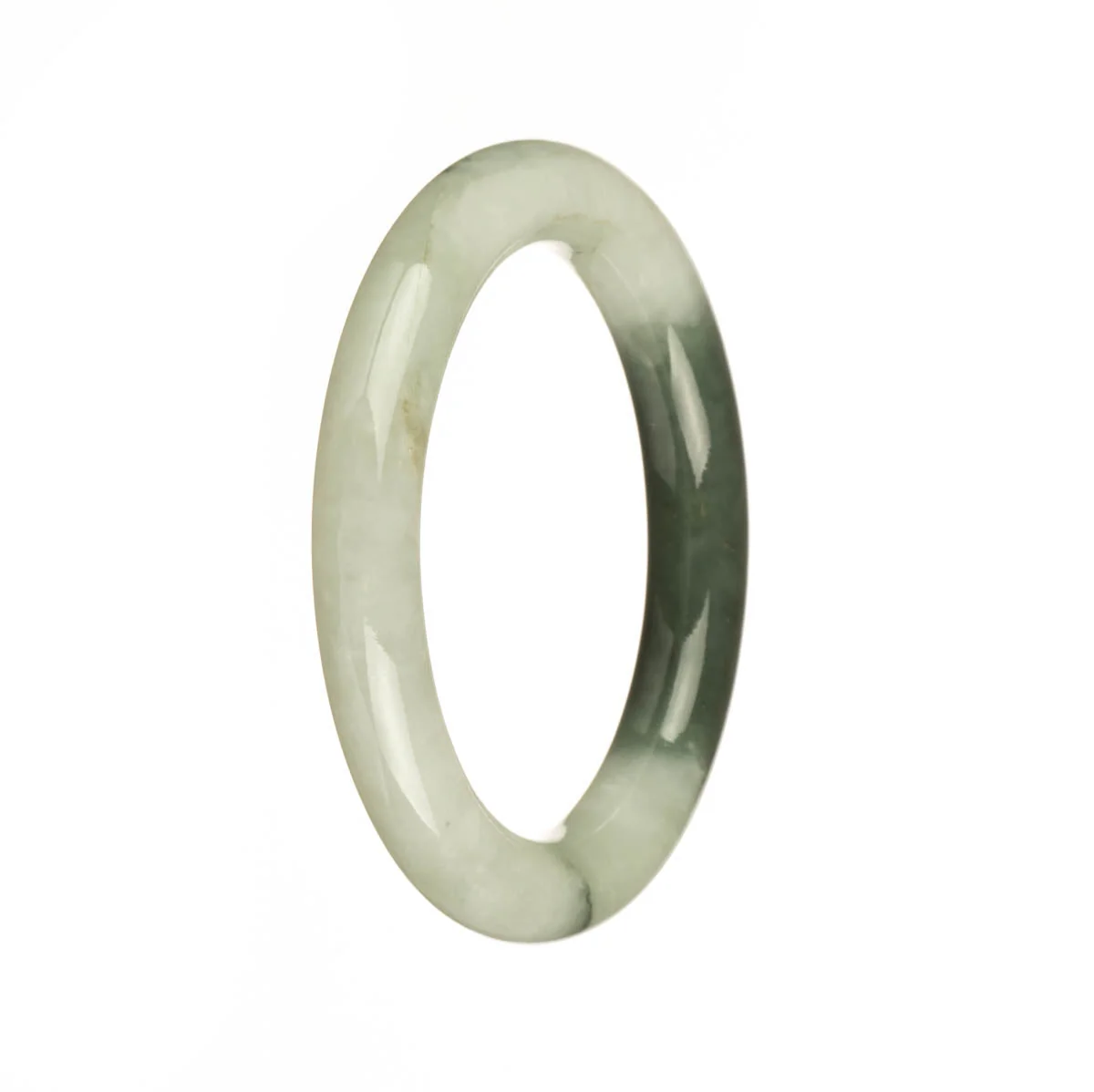 Genuine Natural White and Green Jade Bracelet - 52mm Petite Round - Image 3