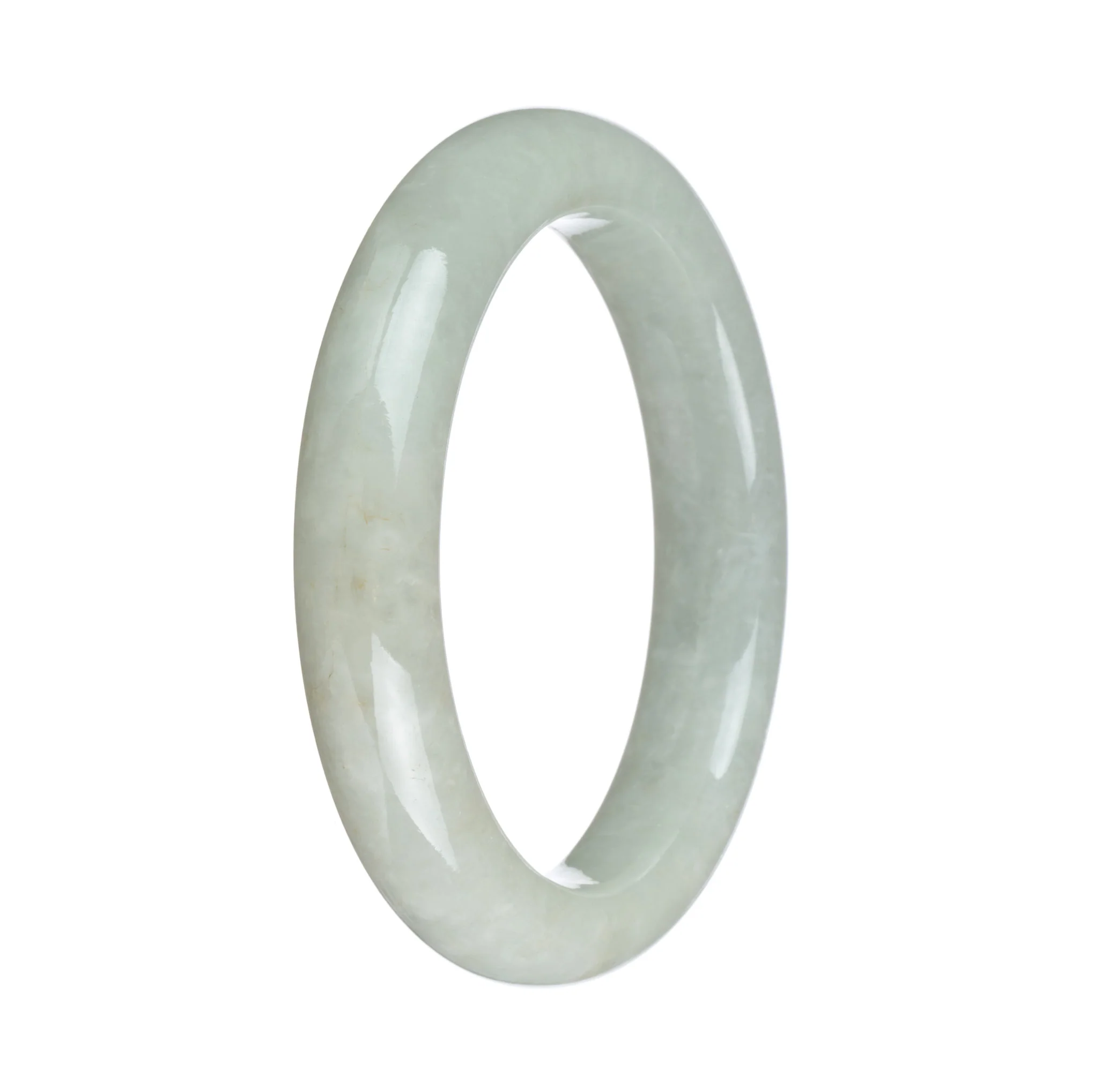Certified Untreated White Burma Jade Bracelet - 58mm Half Moon - Image 3