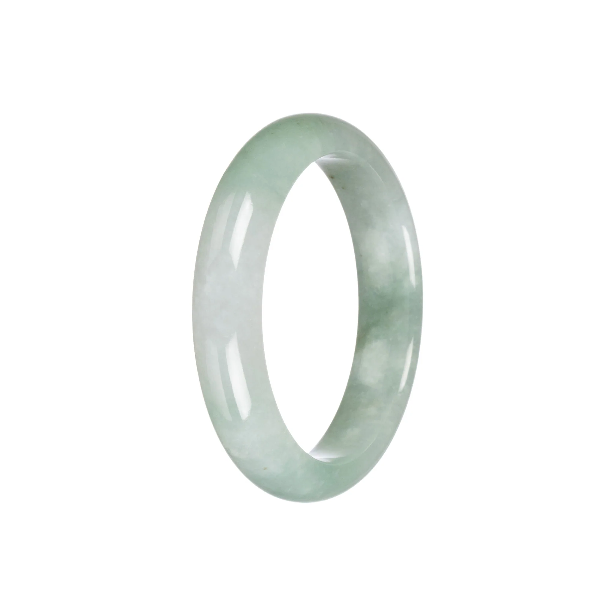 Real Untreated Light Green and Green Burma Jade Bracelet - 53mm Half Moon - Image 2