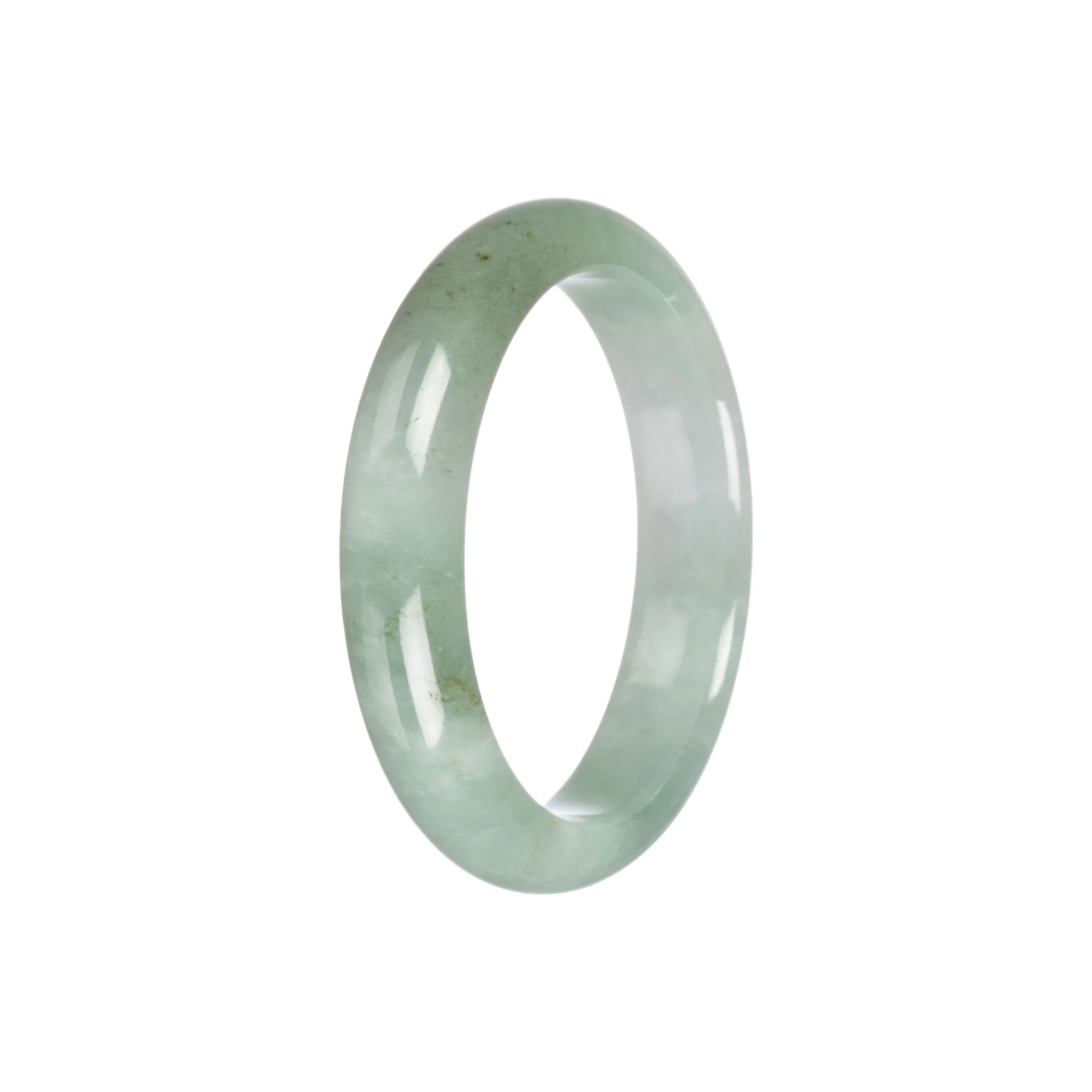 Real Untreated Light Green and Green Burma Jade Bracelet - 53mm Half Moon - Image 3