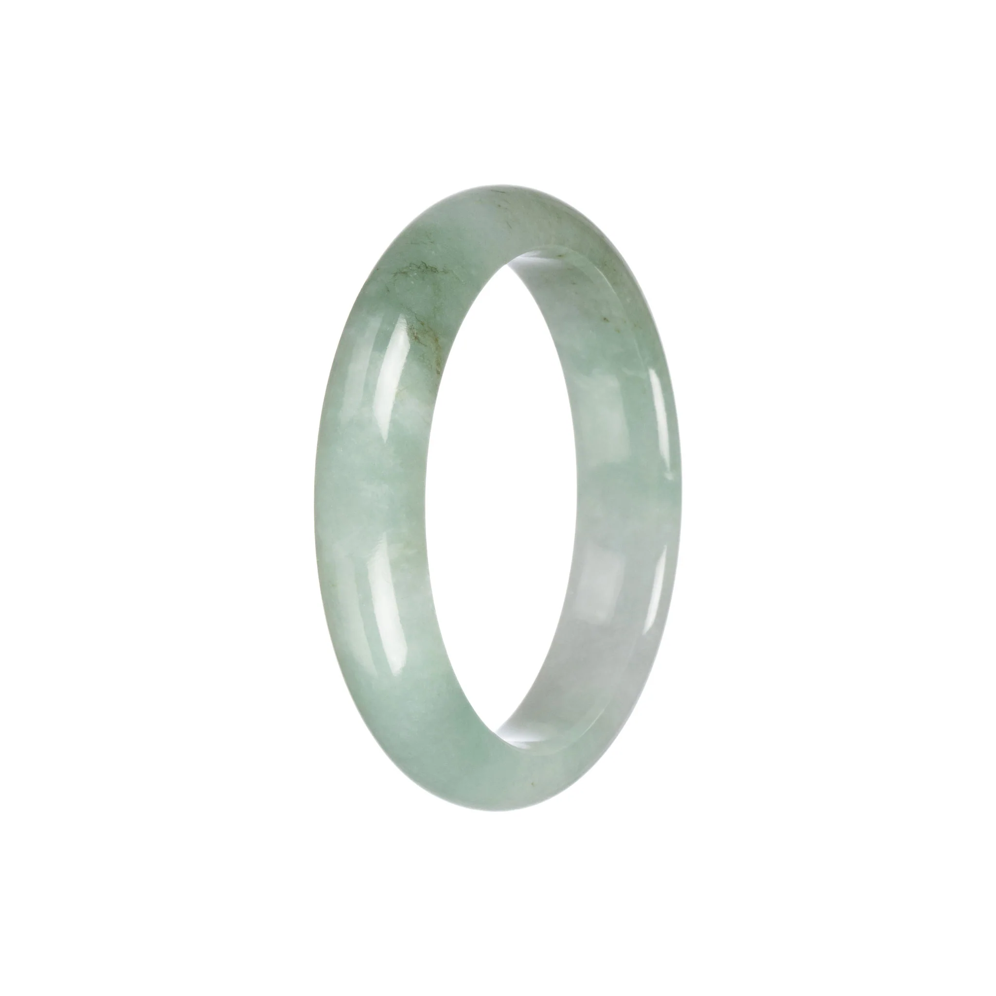 Real Untreated Light Green and Green Burma Jade Bracelet - 53mm Half Moon - Image 4