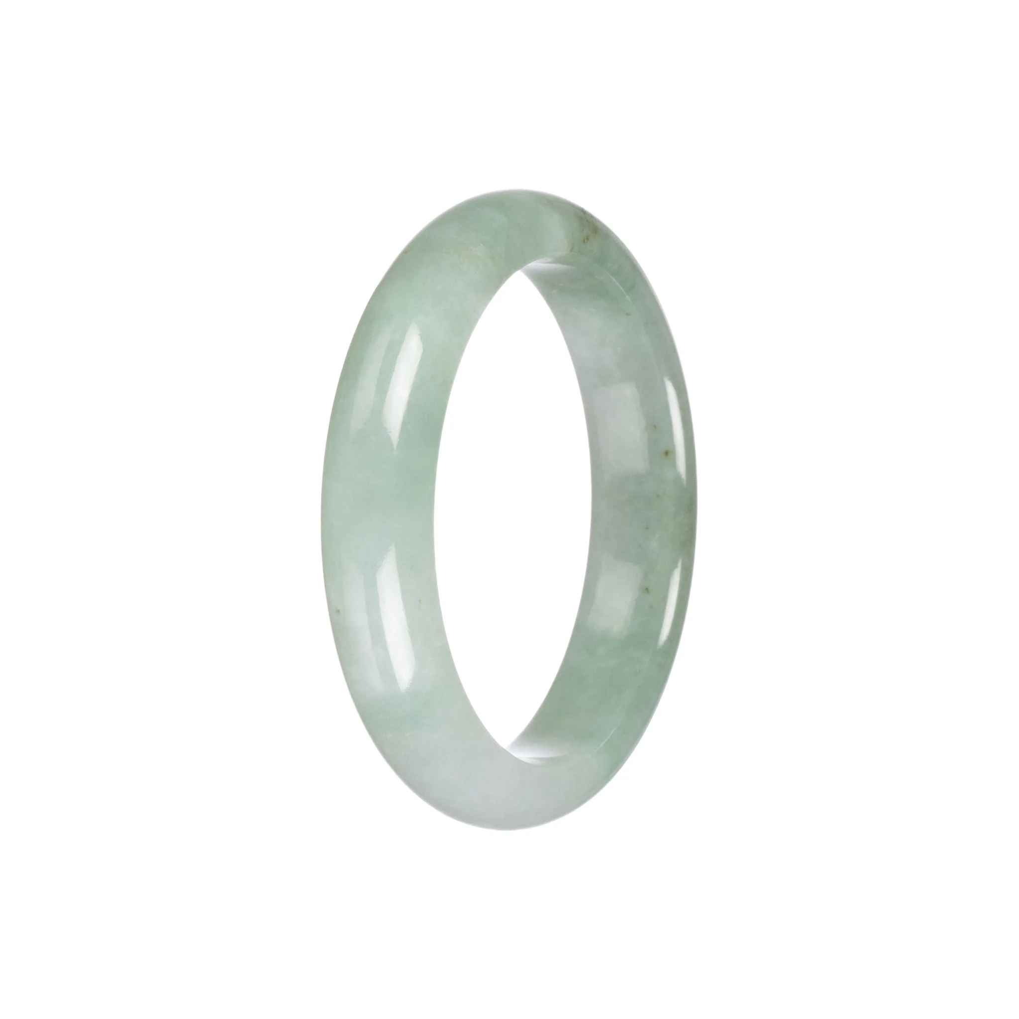 Real Untreated Light Green and Green Burma Jade Bracelet - 53mm Half Moon - Image 5