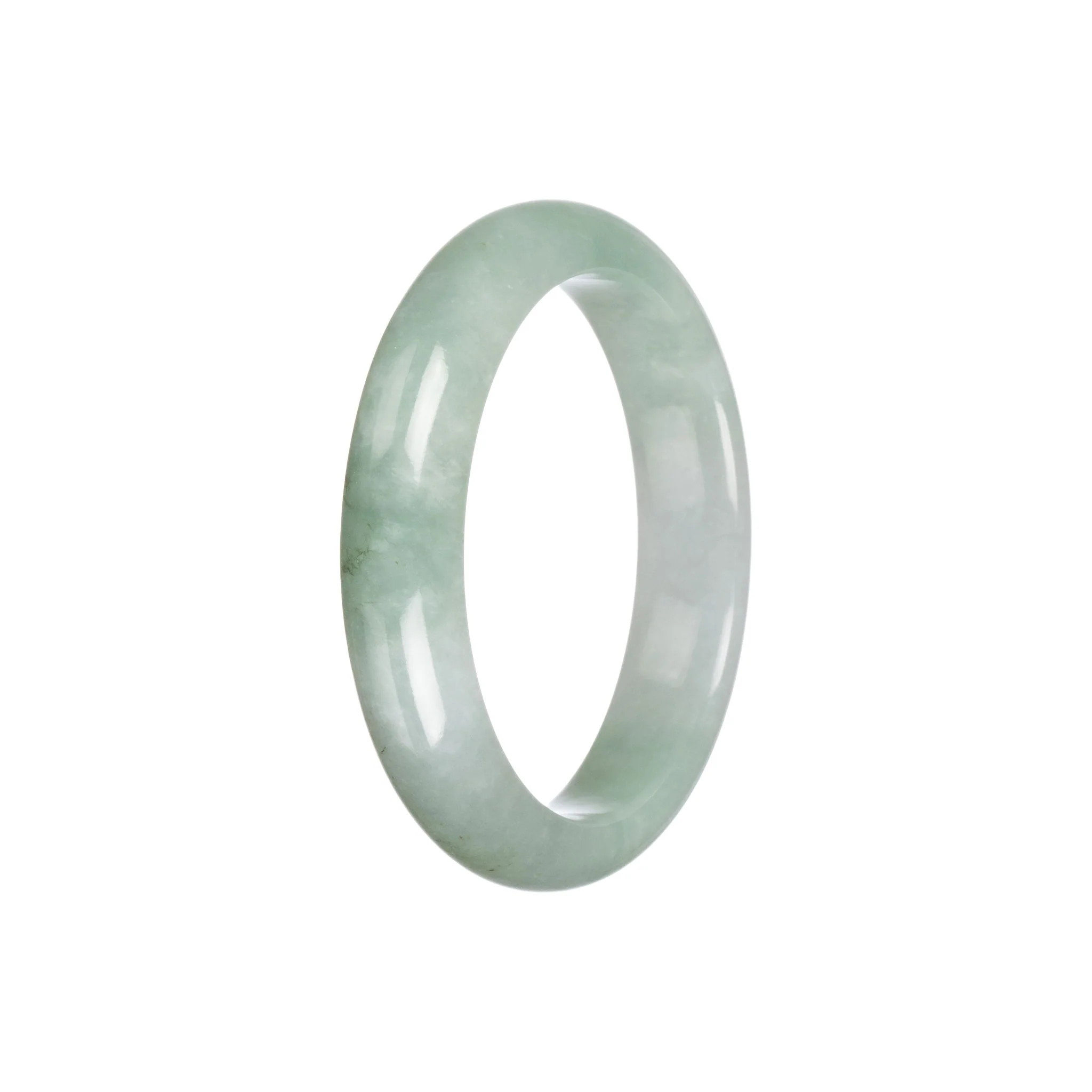 Real Untreated Light Green and Green Burma Jade Bracelet - 53mm Half Moon - Image 6