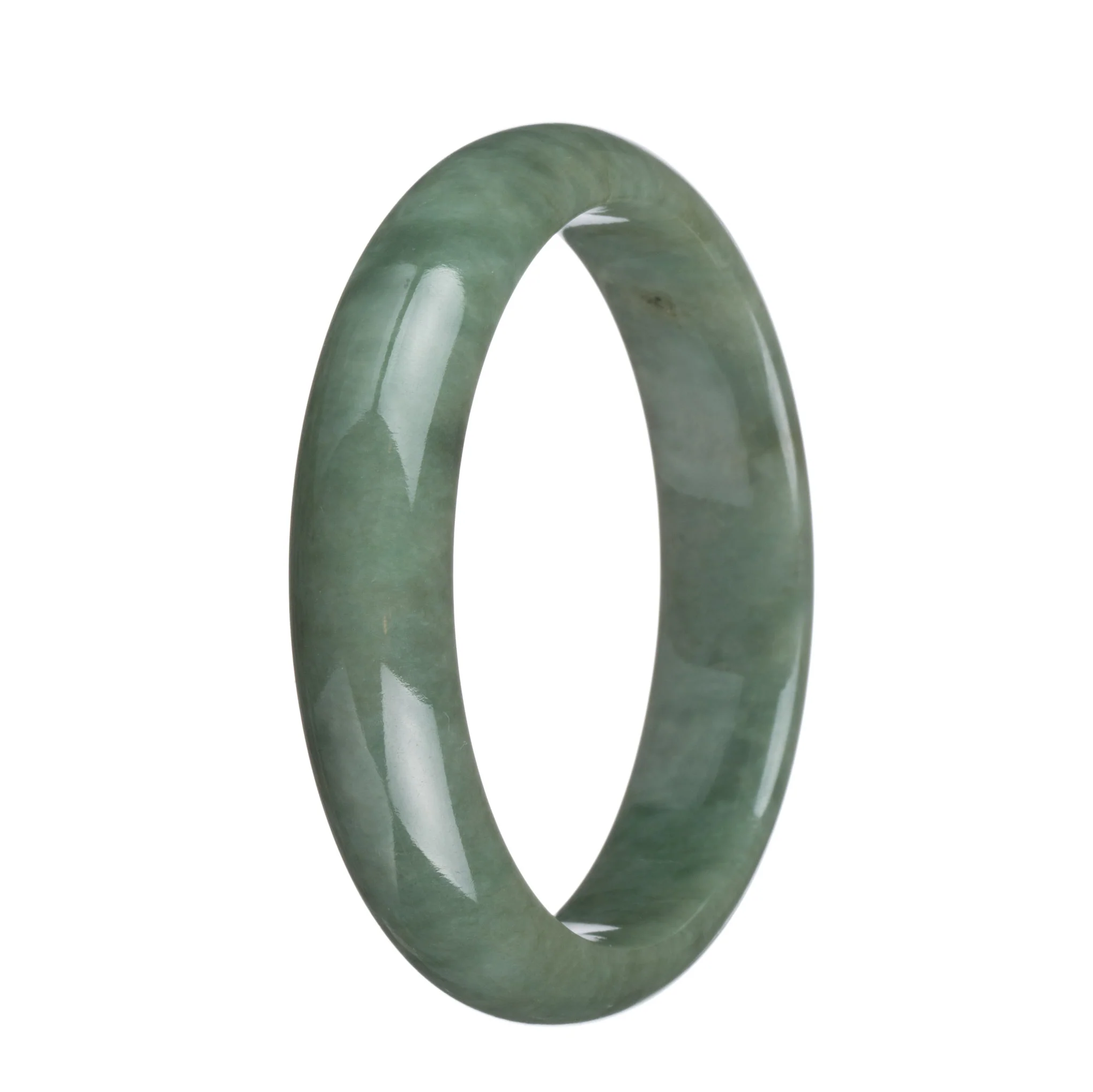 Genuine Untreated Green Traditional Jade Bangle Bracelet - 64mm Half Moon - Image 3