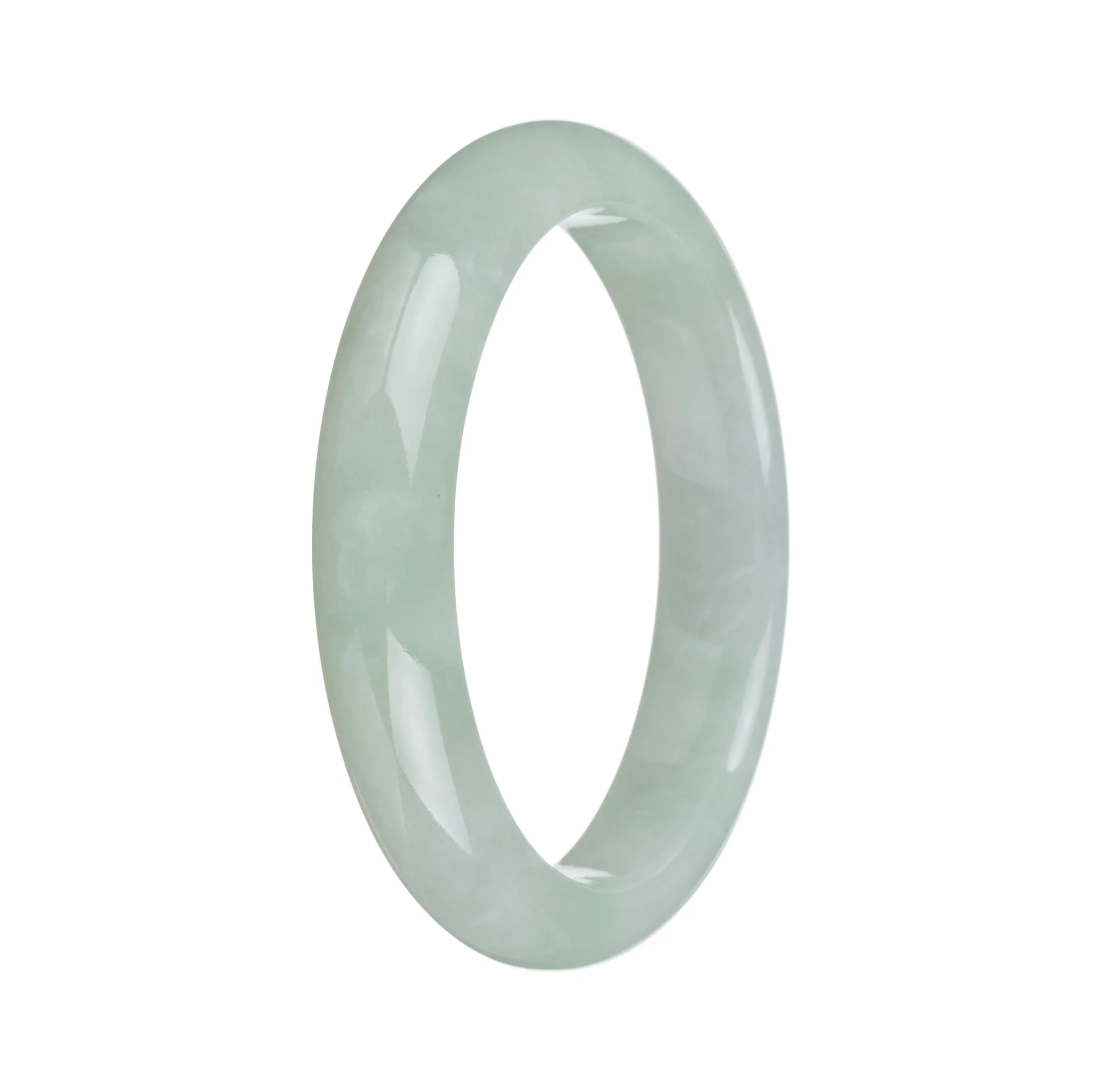 Certified Grade A Green Burmese Jade Bangle Bracelet - 59mm Half Moon - Image 3