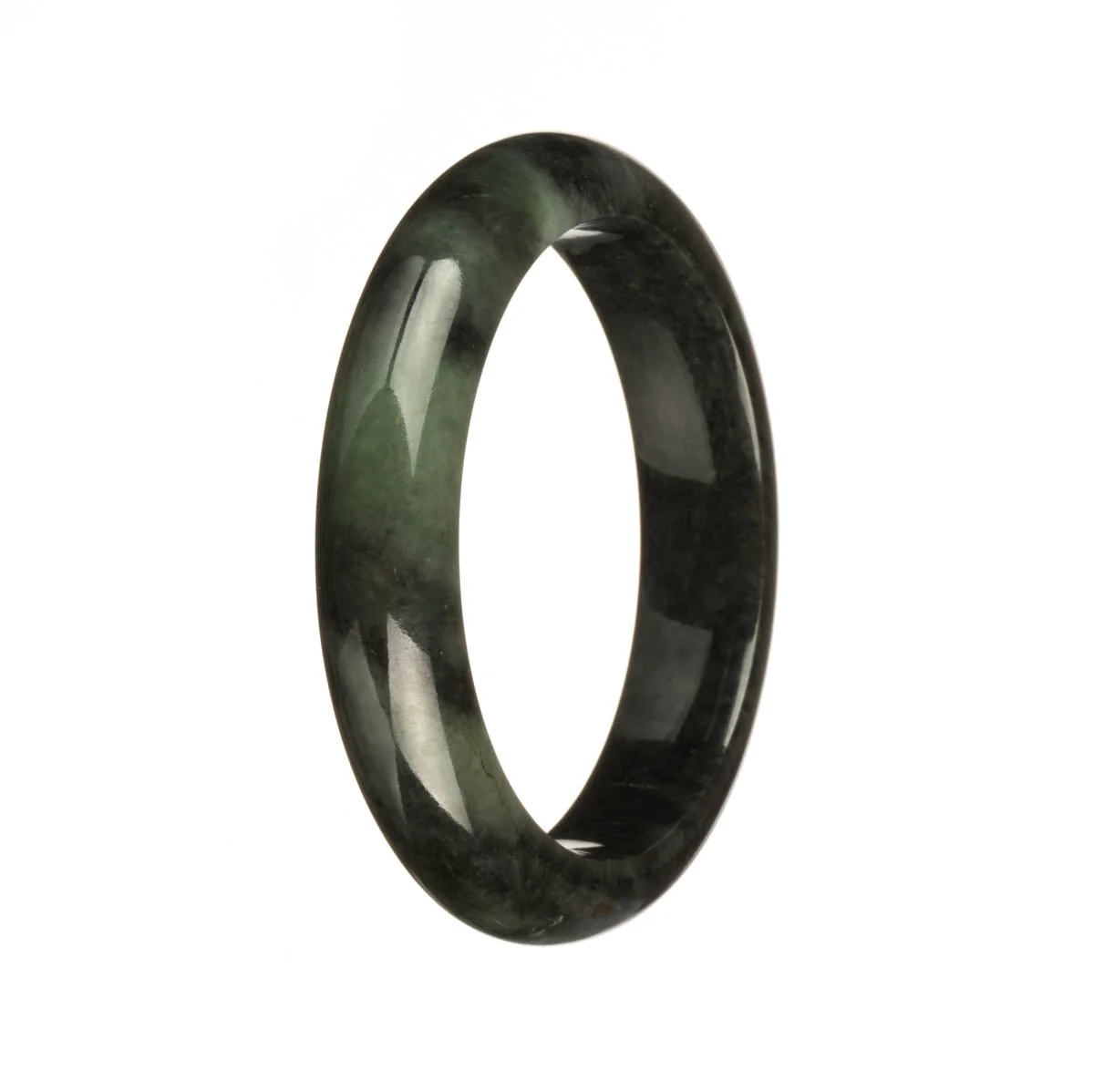 Certified Type A Black Jade Bangle - 55mm Half Moon - Image 2