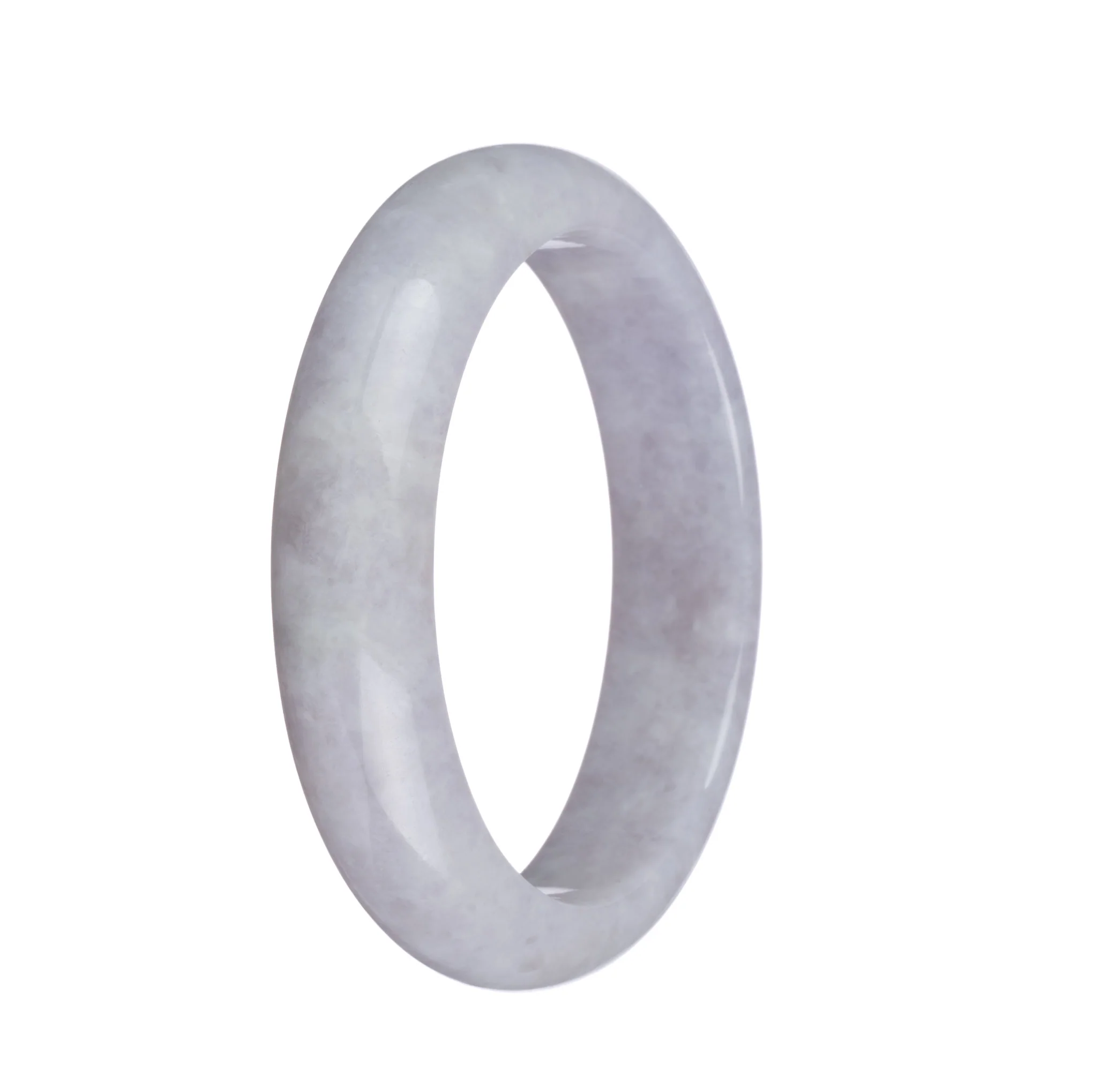 Genuine Type A Greyish Lavender Burma Jade Bangle - 58mm Half Moon - Image 2