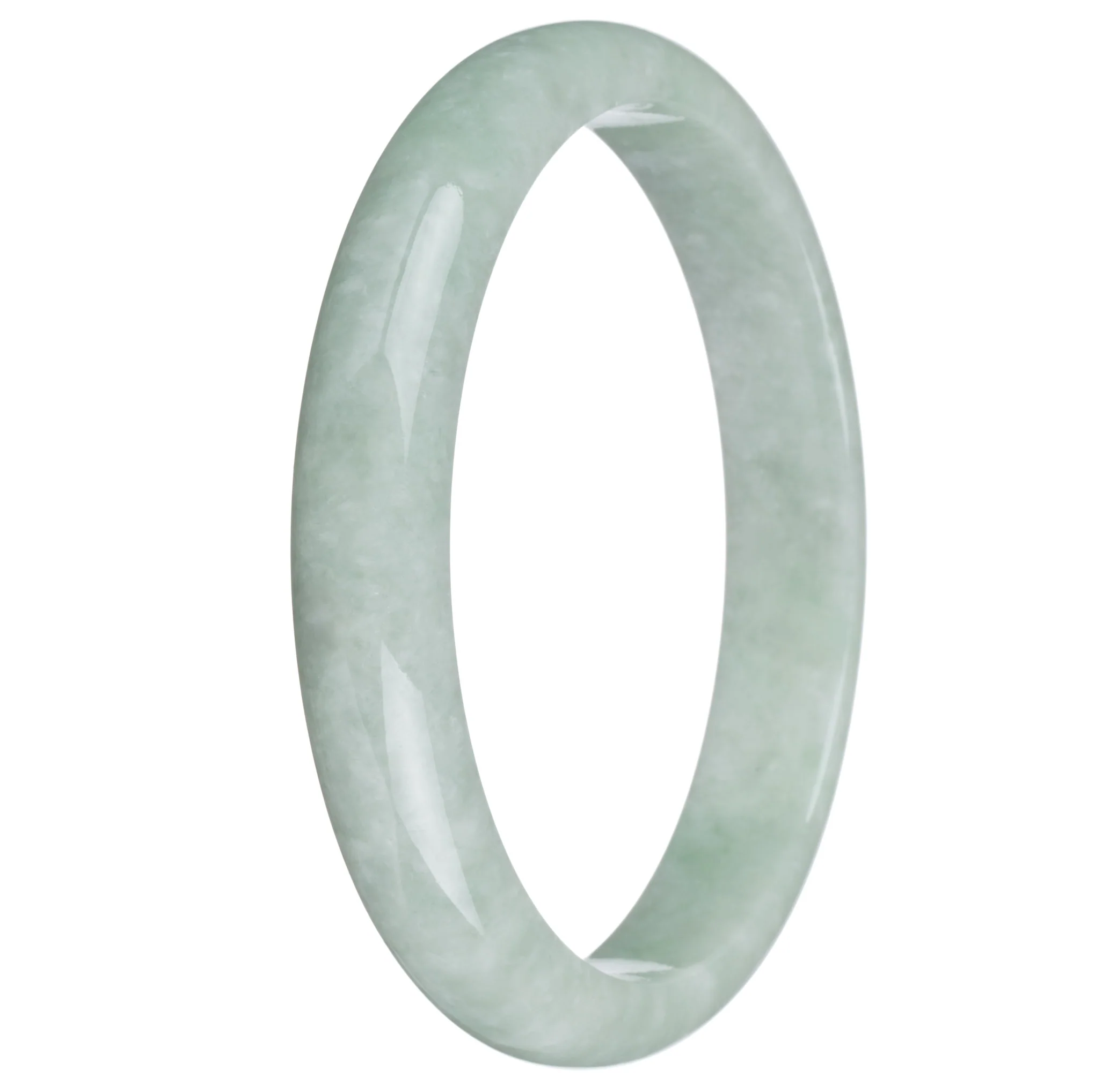 Genuine Grade A Green Jade Bangle - 83mm Half Moon - Image 3