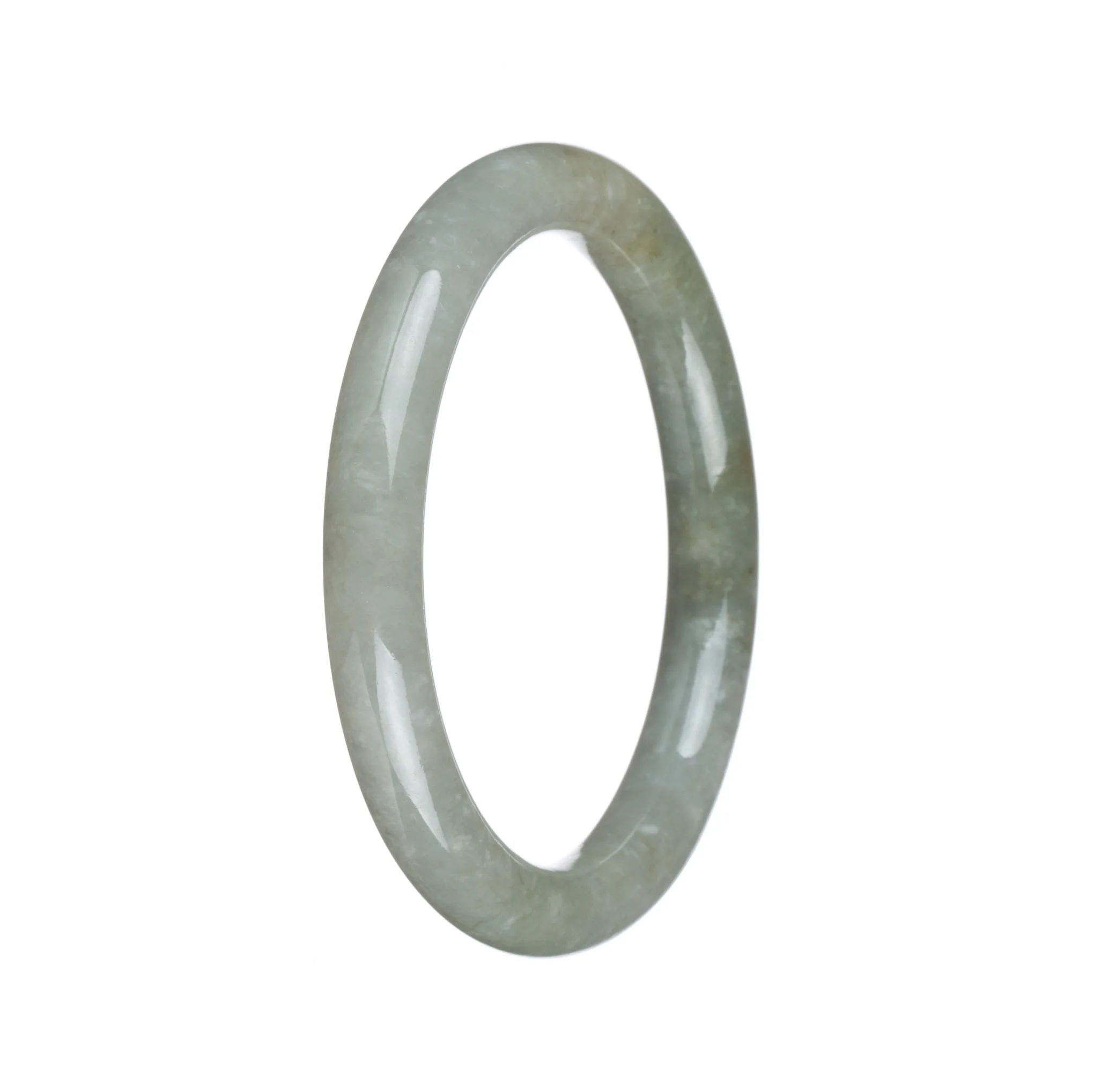 Real Grade A Olive Green Jadeite Bangle - 55mm Petite Round - Image 2