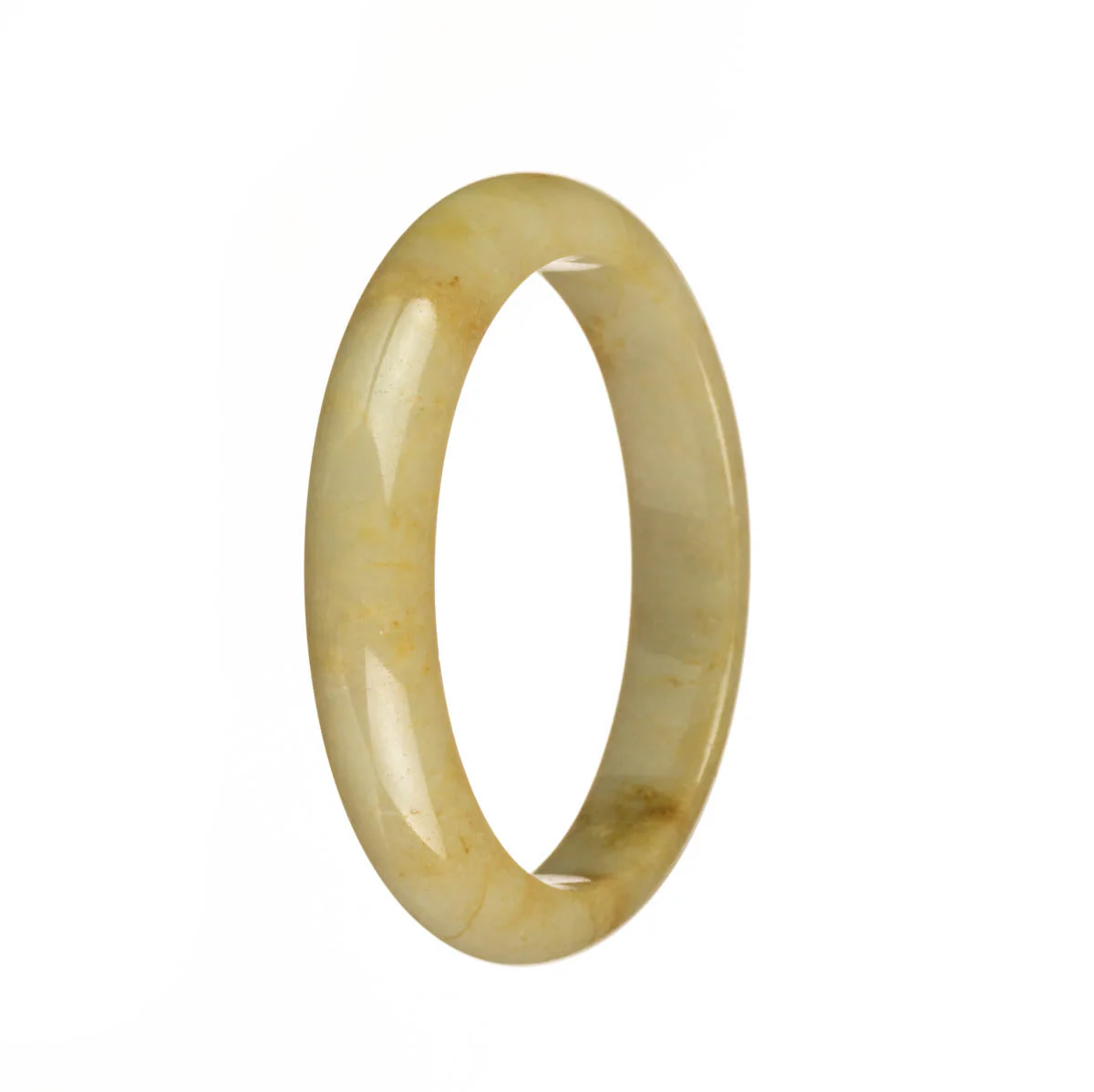 Genuine Grade A Yellow Traditional Jade Bangle Bracelet - 55mm Half Moon - Image 2