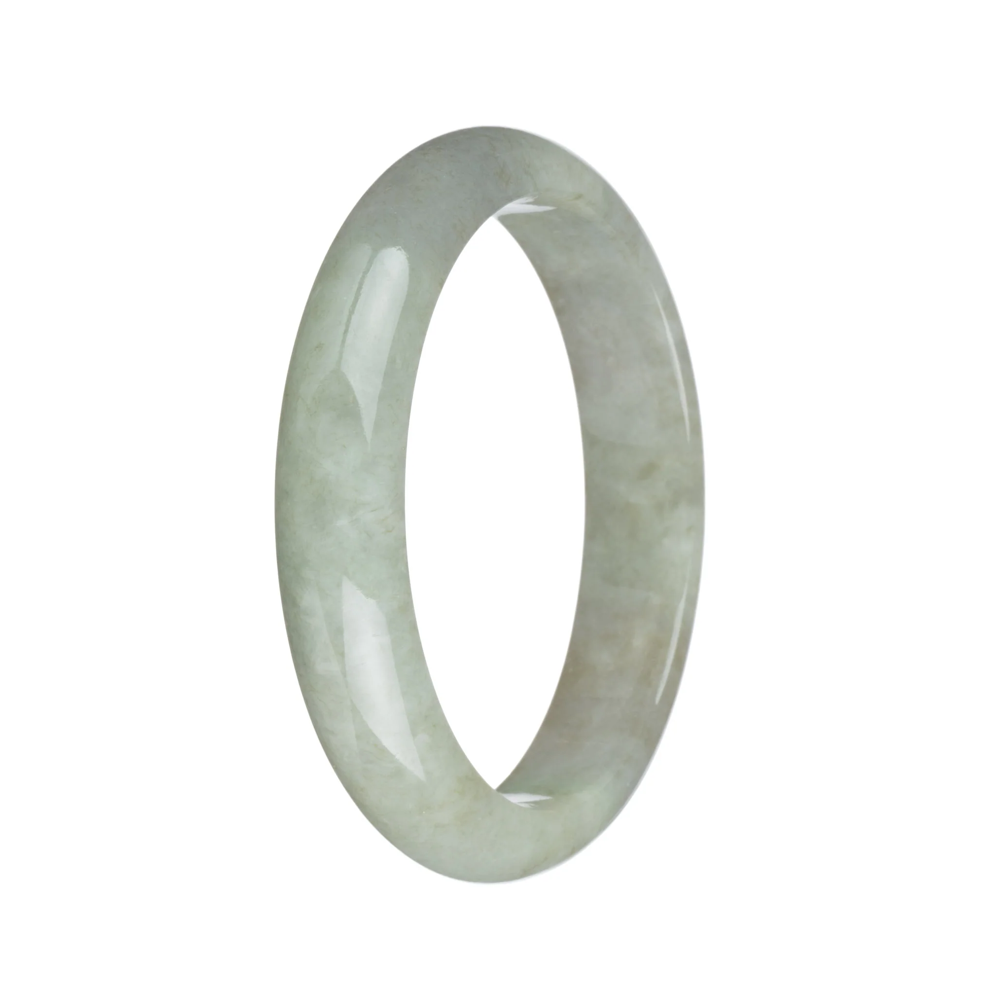 Genuine Untreated Pale Green Burmese Jade Bracelet - 58mm Half Moon - Image 2