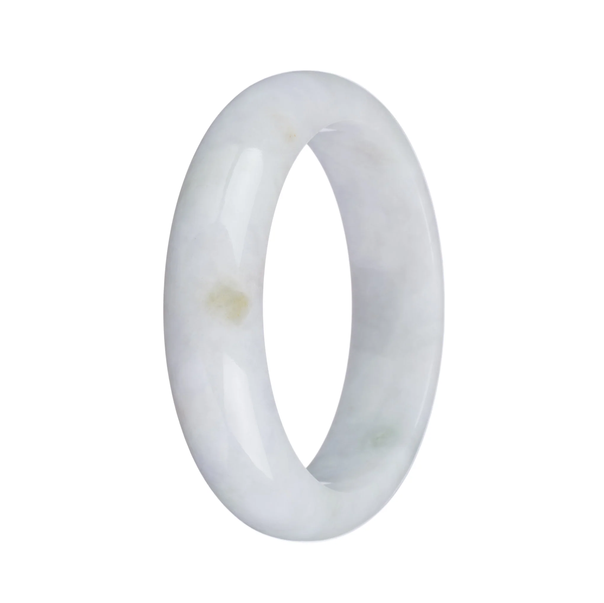 Real Grade A White with Green Pattern Jadeite Bangle - 58mm Half Moon - Image 3