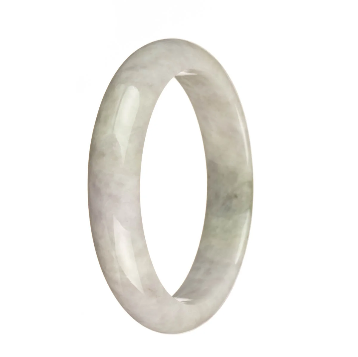 Certified Natural Lavender and Olive Green Jade Bracelet - 62mm Half Moon - Image 2