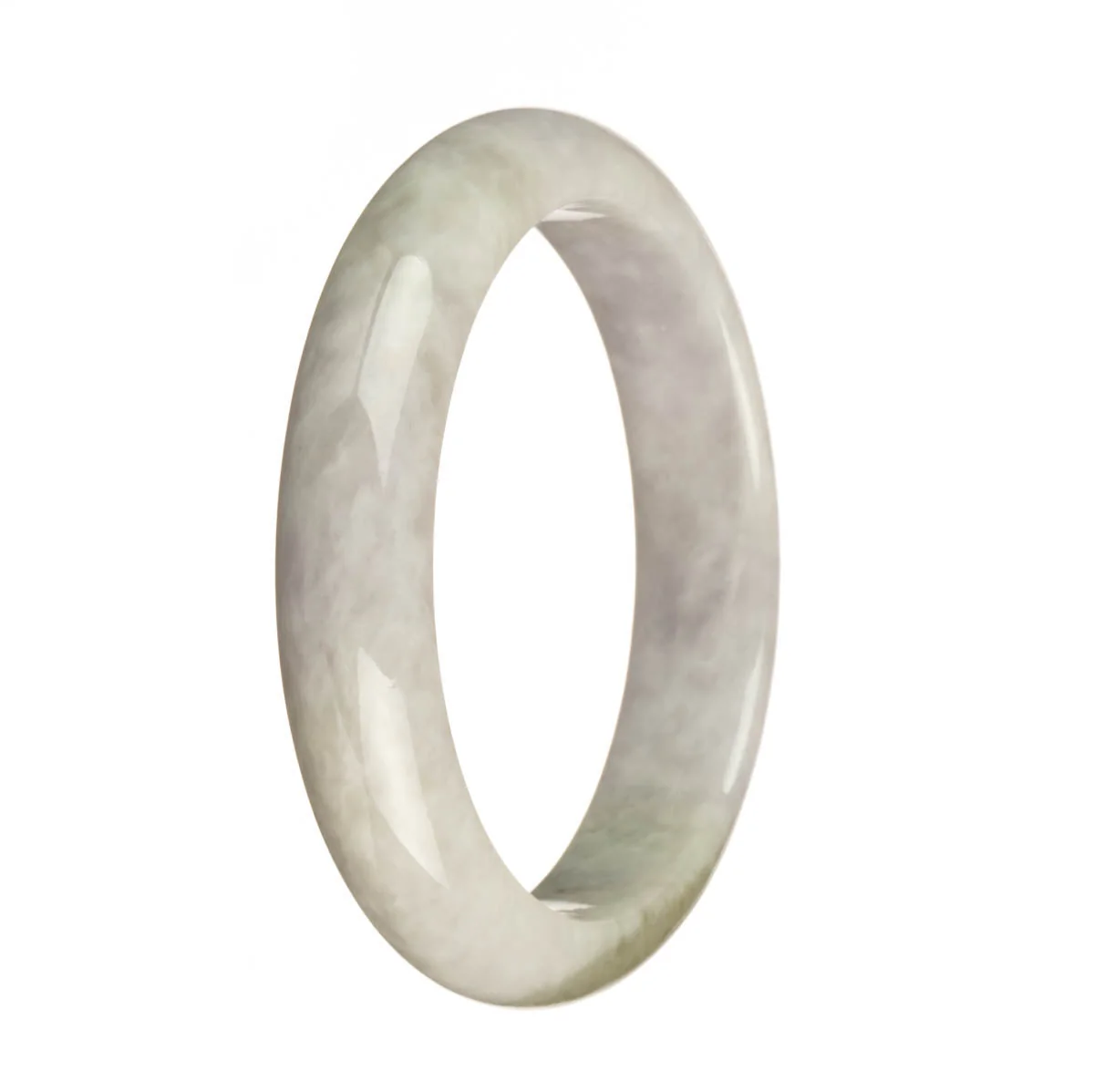 Certified Natural Lavender and Olive Green Jade Bracelet - 62mm Half Moon - Image 3