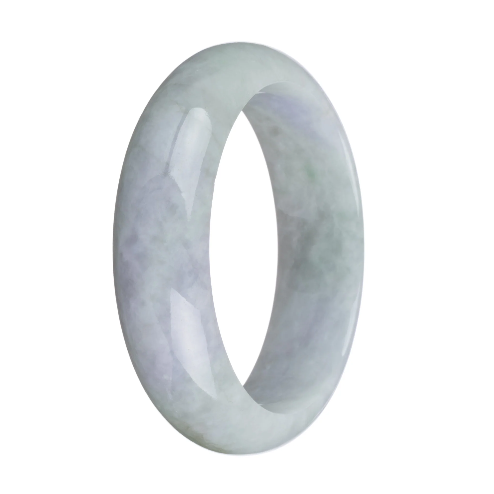 Authentic Grade A Green with Lavender Traditional Jade Bangle - 62mm Half Moon