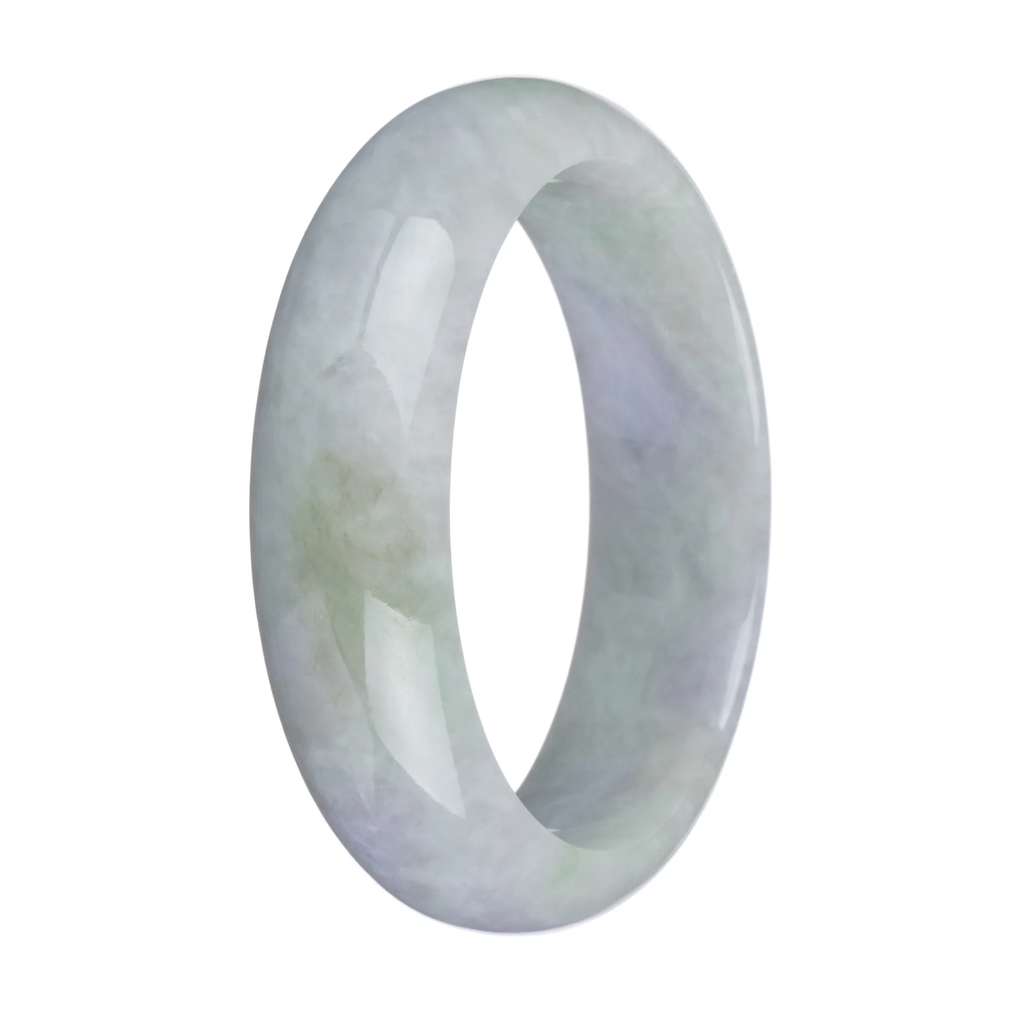 Authentic Grade A Green with Lavender Traditional Jade Bangle - 62mm Half Moon - Image 2