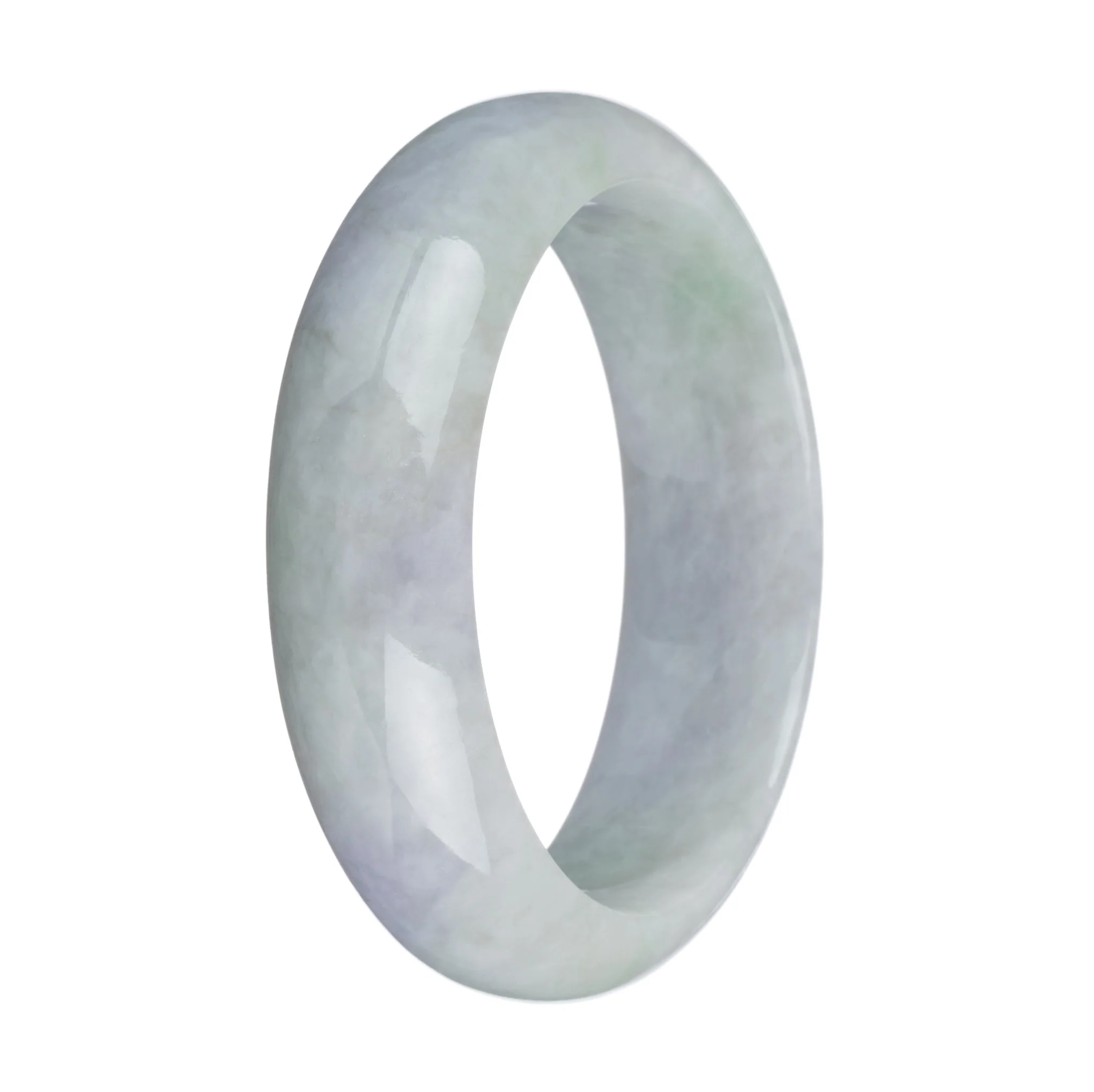 Authentic Grade A Green with Lavender Traditional Jade Bangle - 62mm Half Moon - Image 3