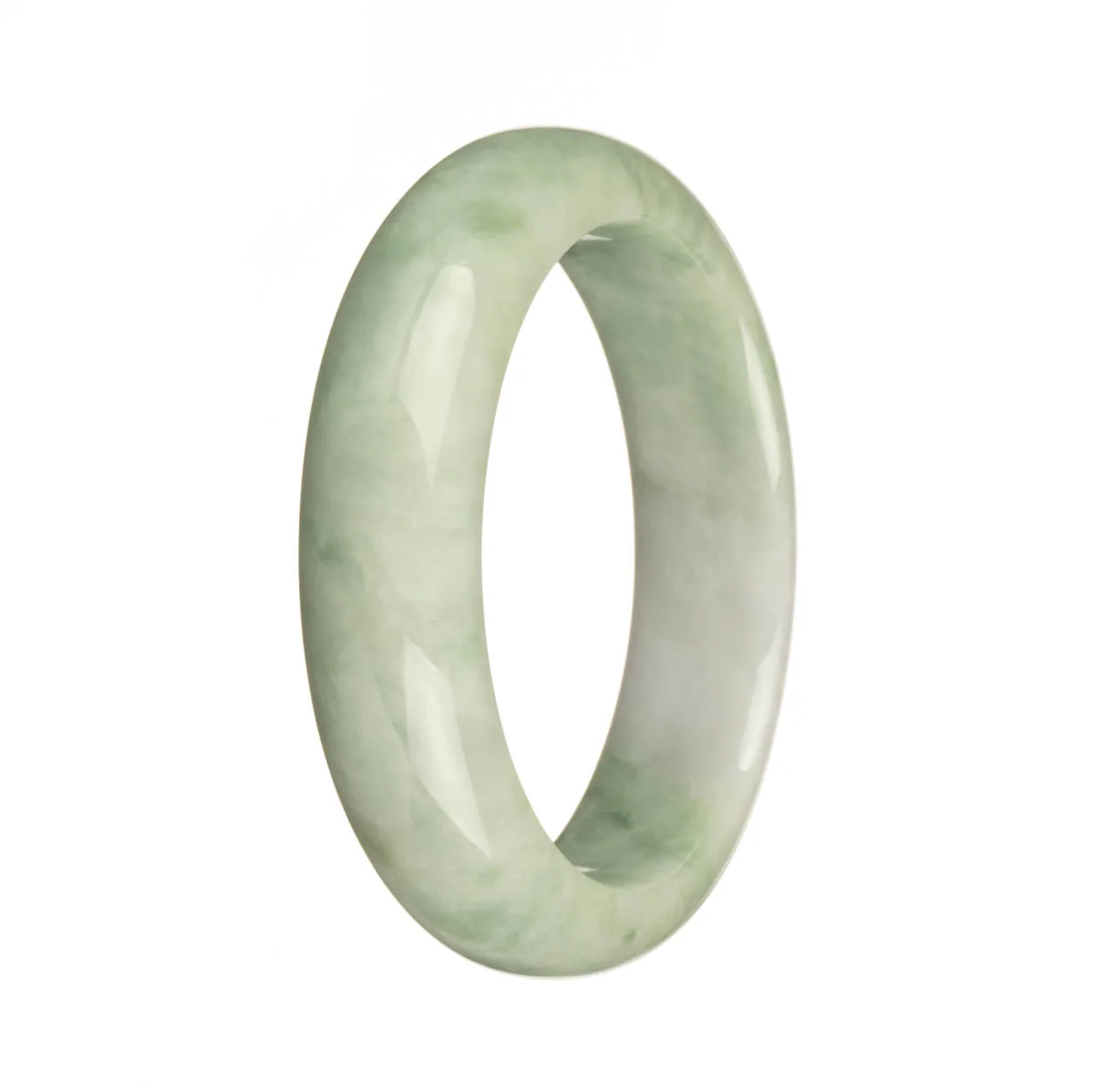 Genuine Untreated Green and Lavender with Apple Green Spots Jadeite Jade Bangle - 57mm Half Moon - Image 3
