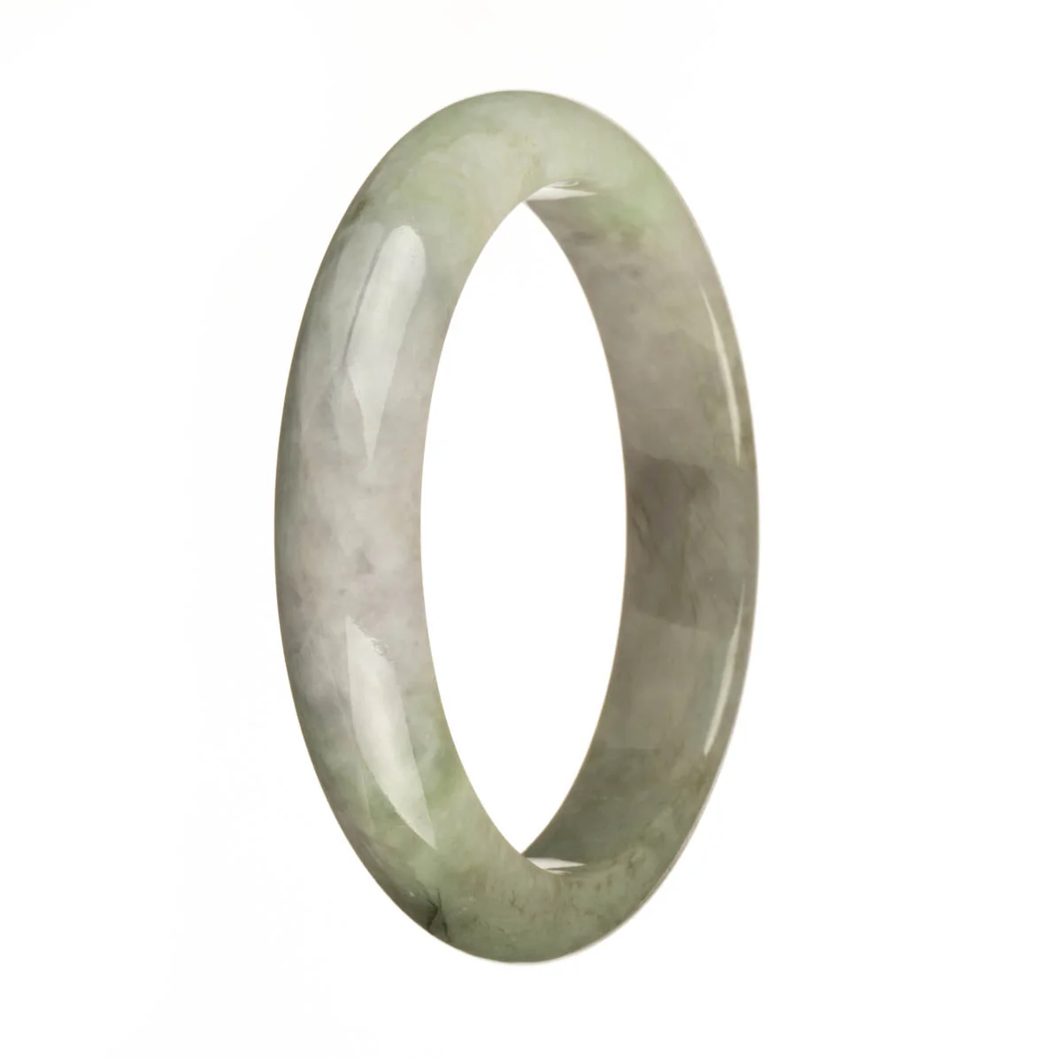 Genuine Natural Greyish Lavender and Green Burma Jade Bangle - 62mm Half Moon