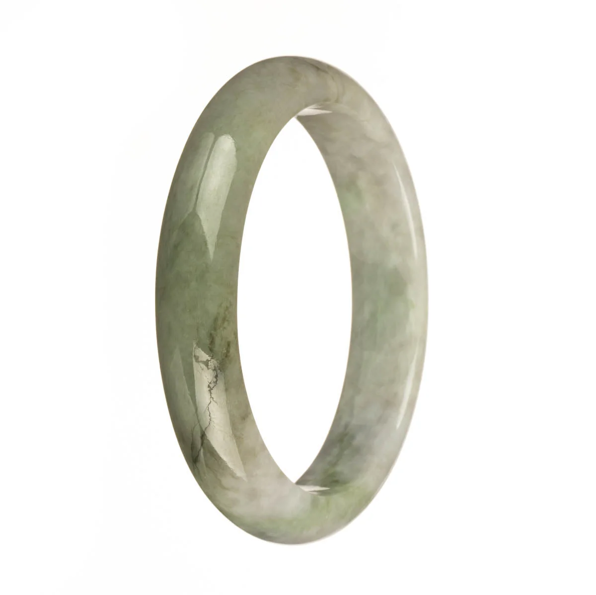 Genuine Natural Greyish Lavender and Green Burma Jade Bangle - 62mm Half Moon - Image 2